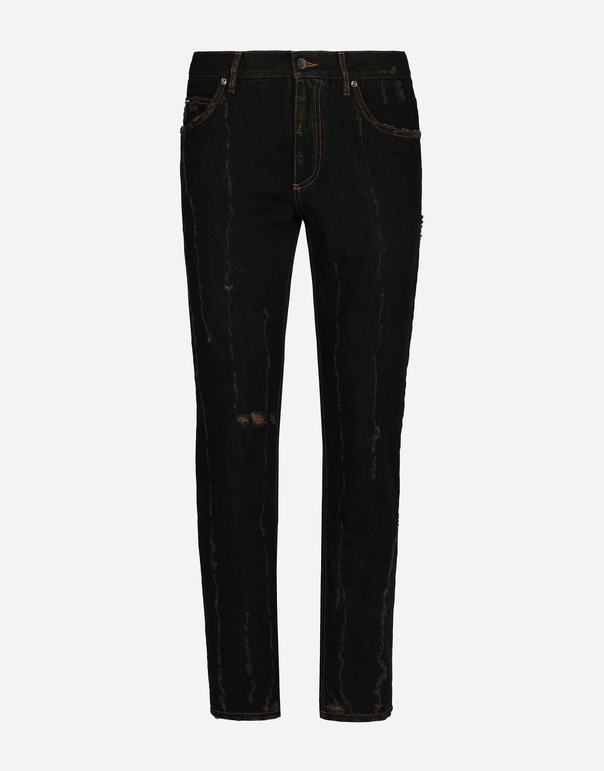 Dolce & Gabbana Overdyed Regular Fit Jeans With Subtle Abrasions In Combined_colour