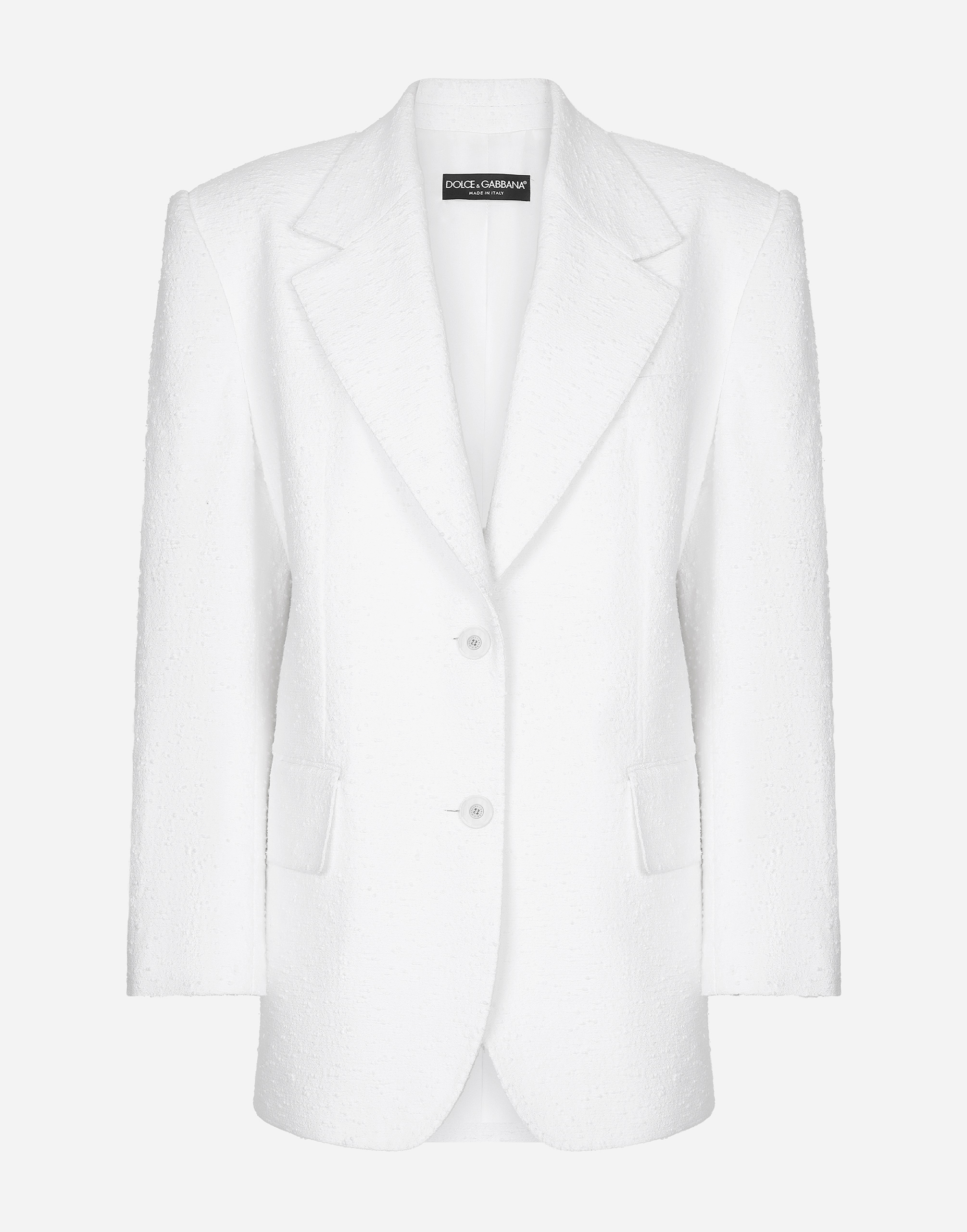 Dolce & Gabbana Single-breasted Raschel Tweed Jacket In ホワイト