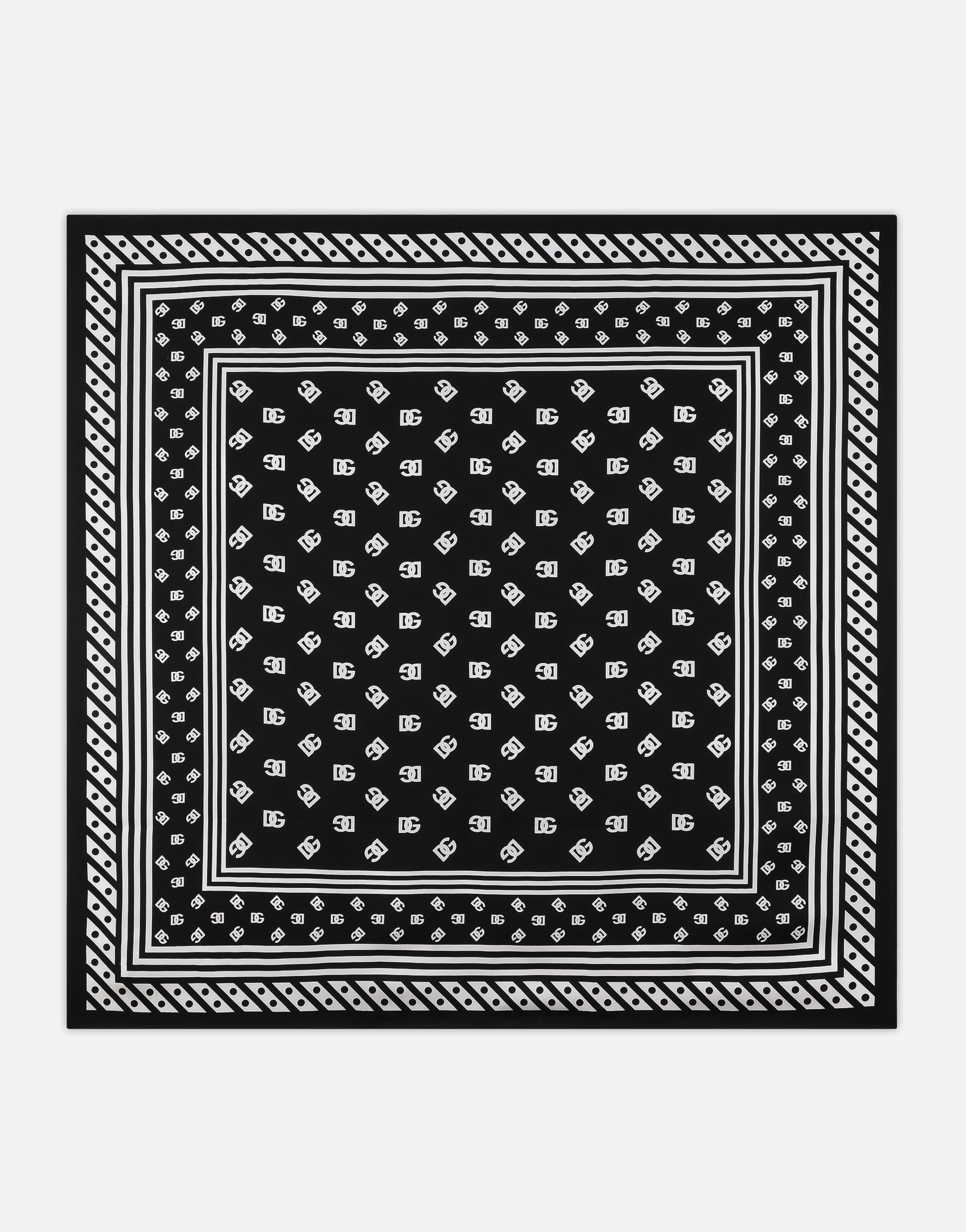 Dolce & Gabbana Twill Scarf With All-over Dg Logo Print (90 X 90) In Black