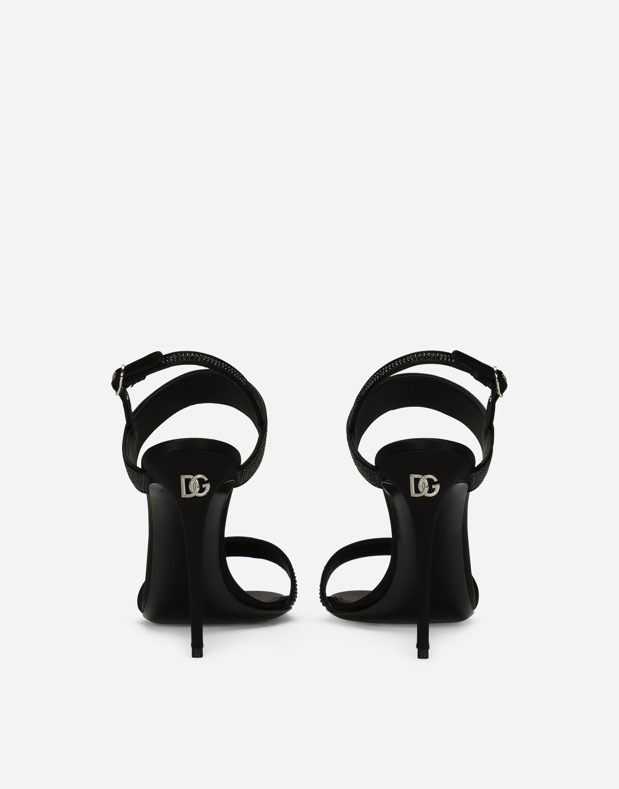 Dolce & Gabbana Satin Heel Sandals In Black
