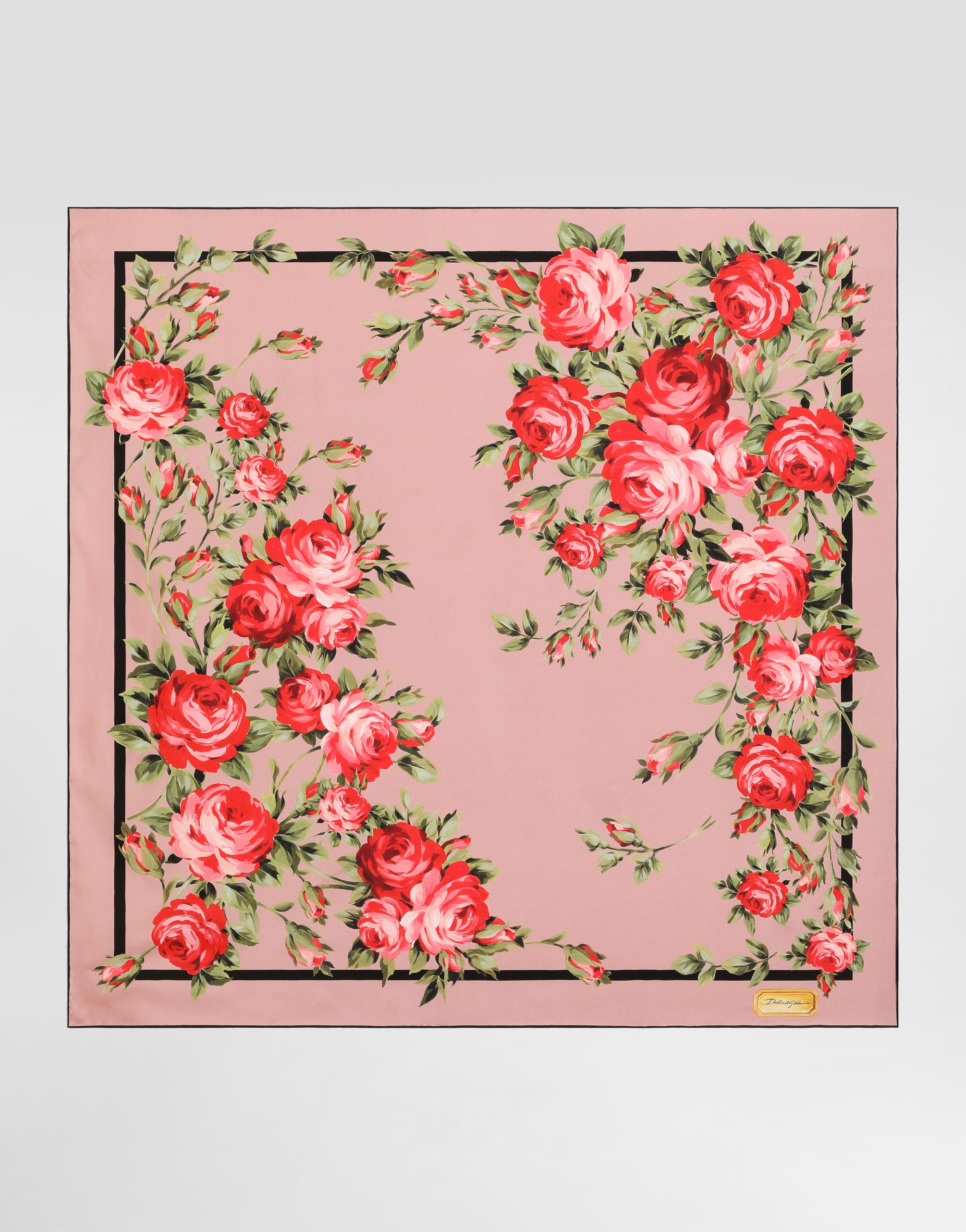 Dolce & Gabbana ローズ ブーケ プリント シルク ツイル スカーフ (90x90)