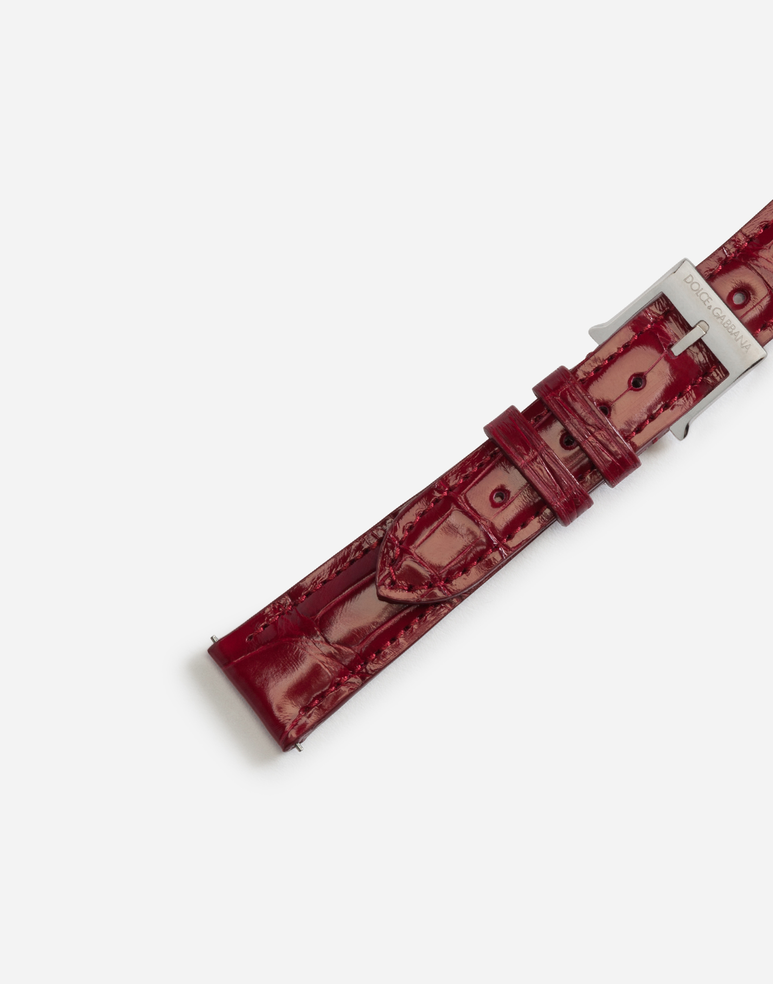 Shop Dolce & Gabbana Alligator Strap With Buckle And Hook In Steel In Red
