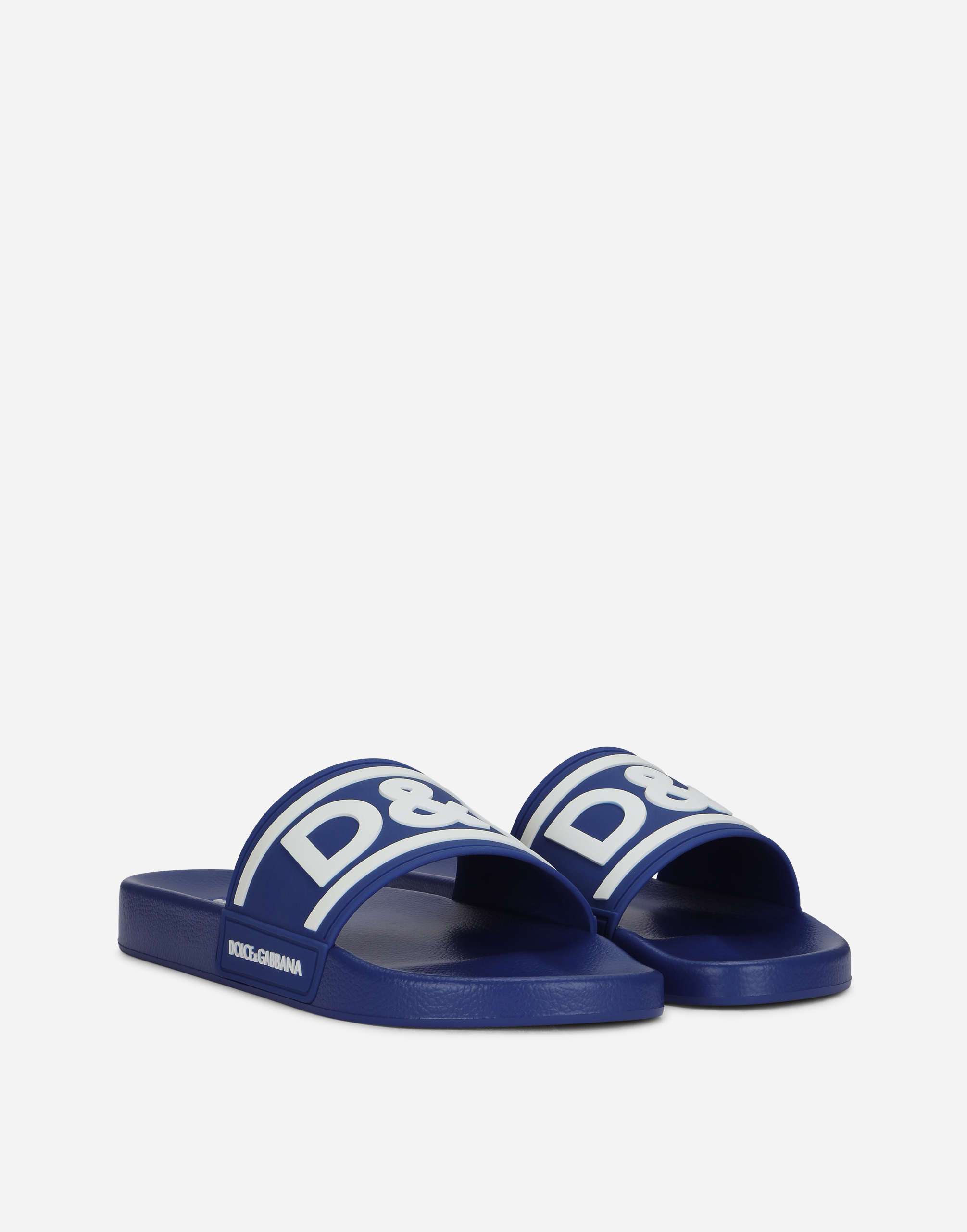 Shop Dolce & Gabbana Rubber Beachwear Sliders With Dg Logo In Multicolor