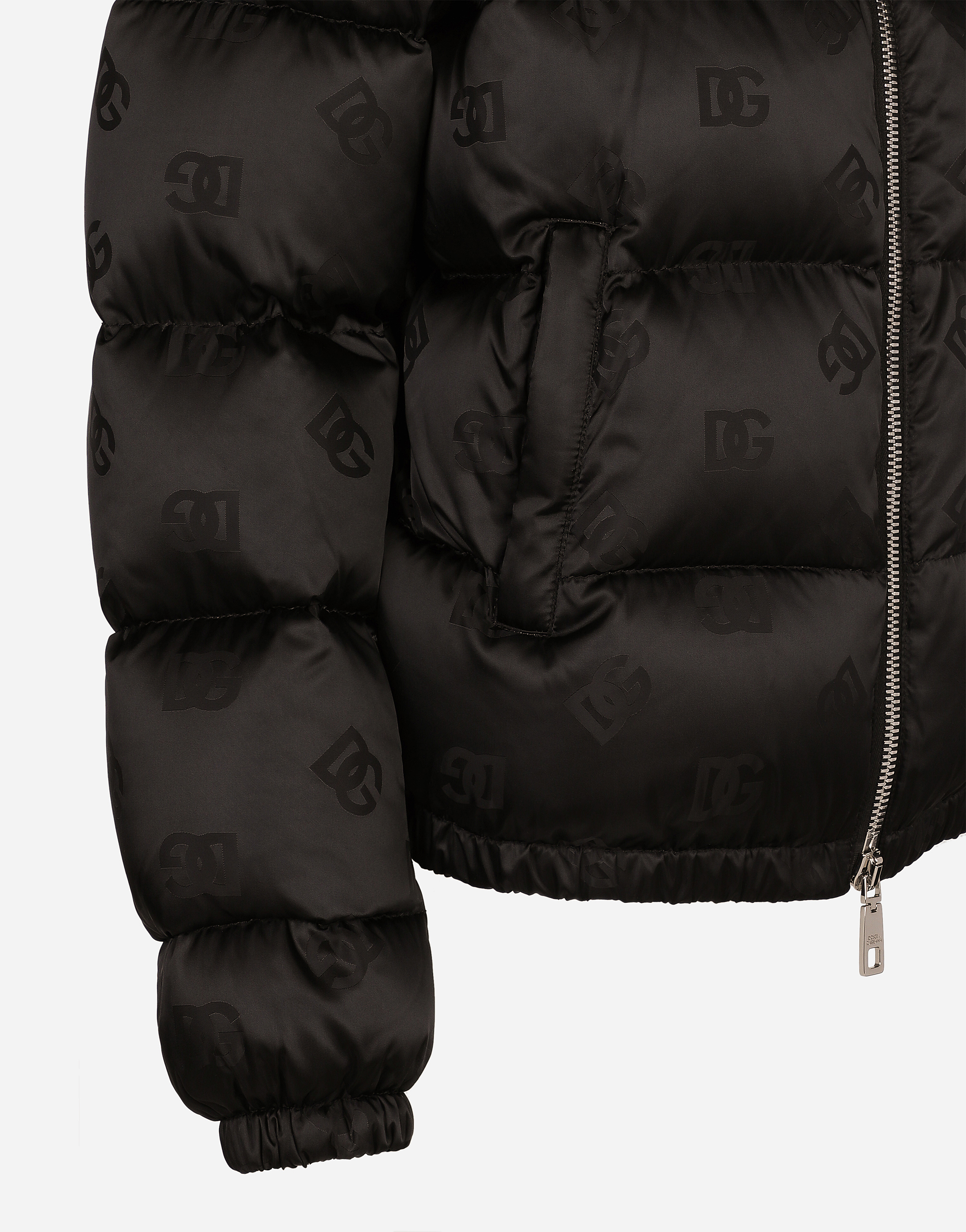 Dolce & Gabbana Monogram-jacquard Puffer Jacket In Black