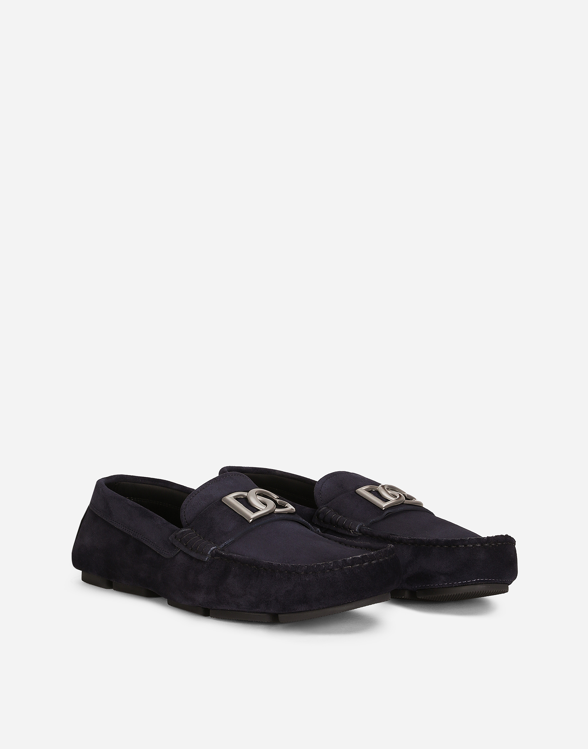 Dolce & Gabbana Midnight Blue Suede Slip-ons In Multi