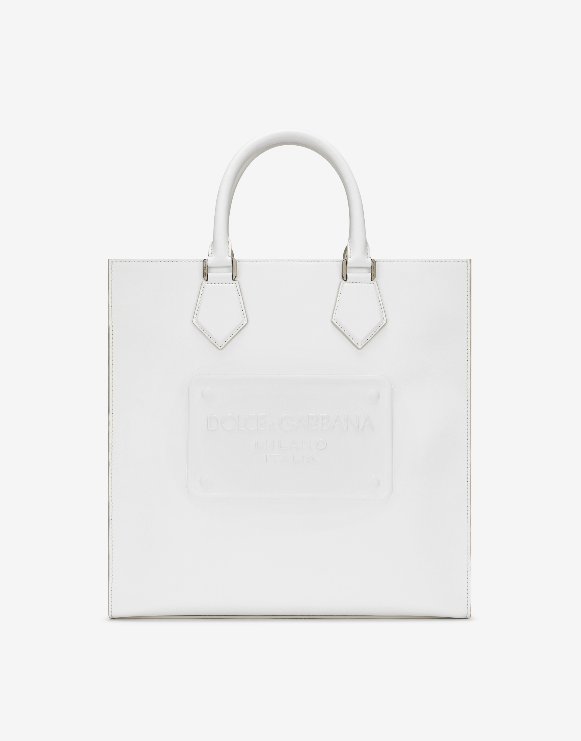 DOLCE & GABBANA CALFSKIN TOTE BAG WITH RAISED LOGO