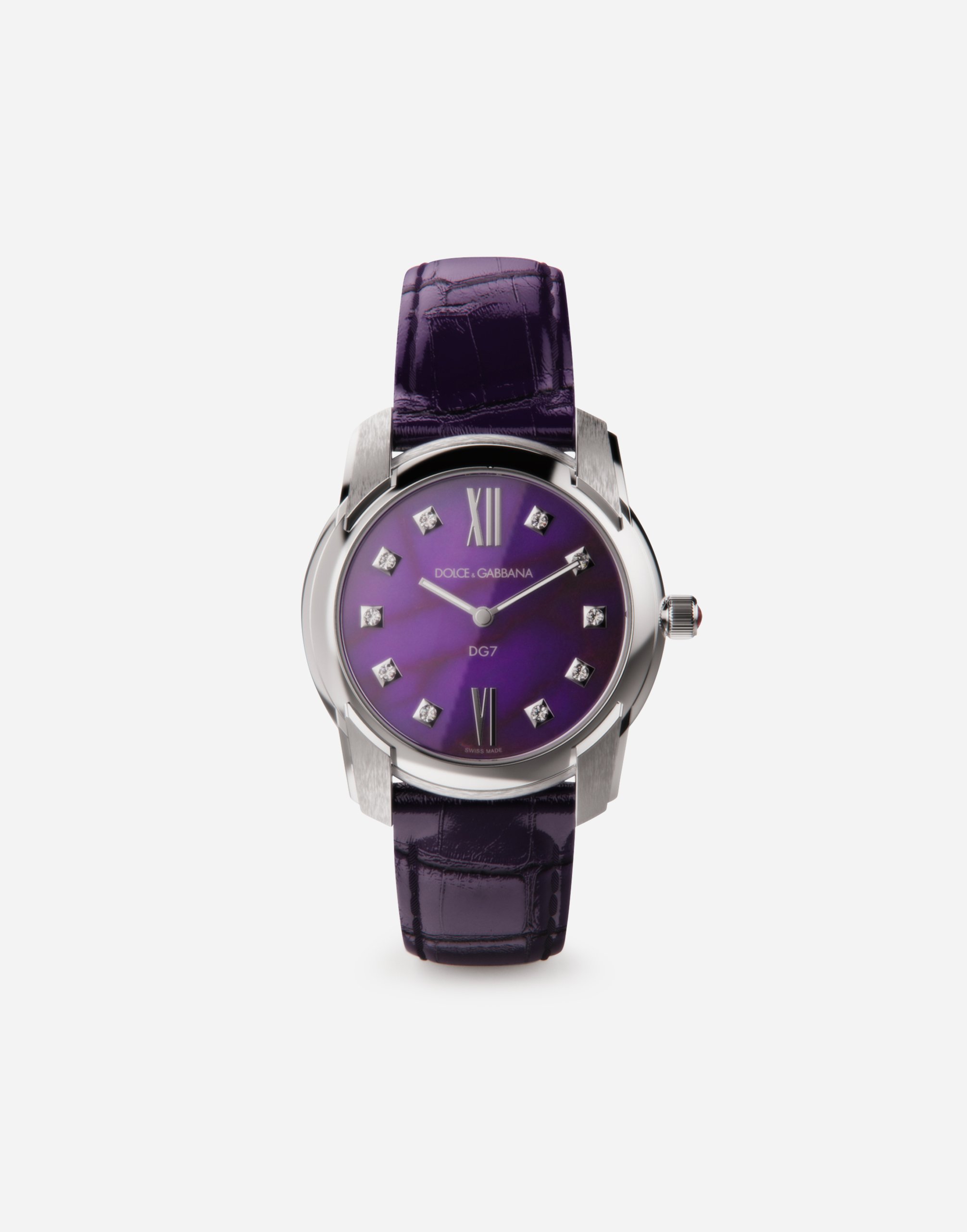Dolce & Gabbana Dg7 Watch In Steel With Sugilite And Diamonds - Woman Watches Purple Onesize