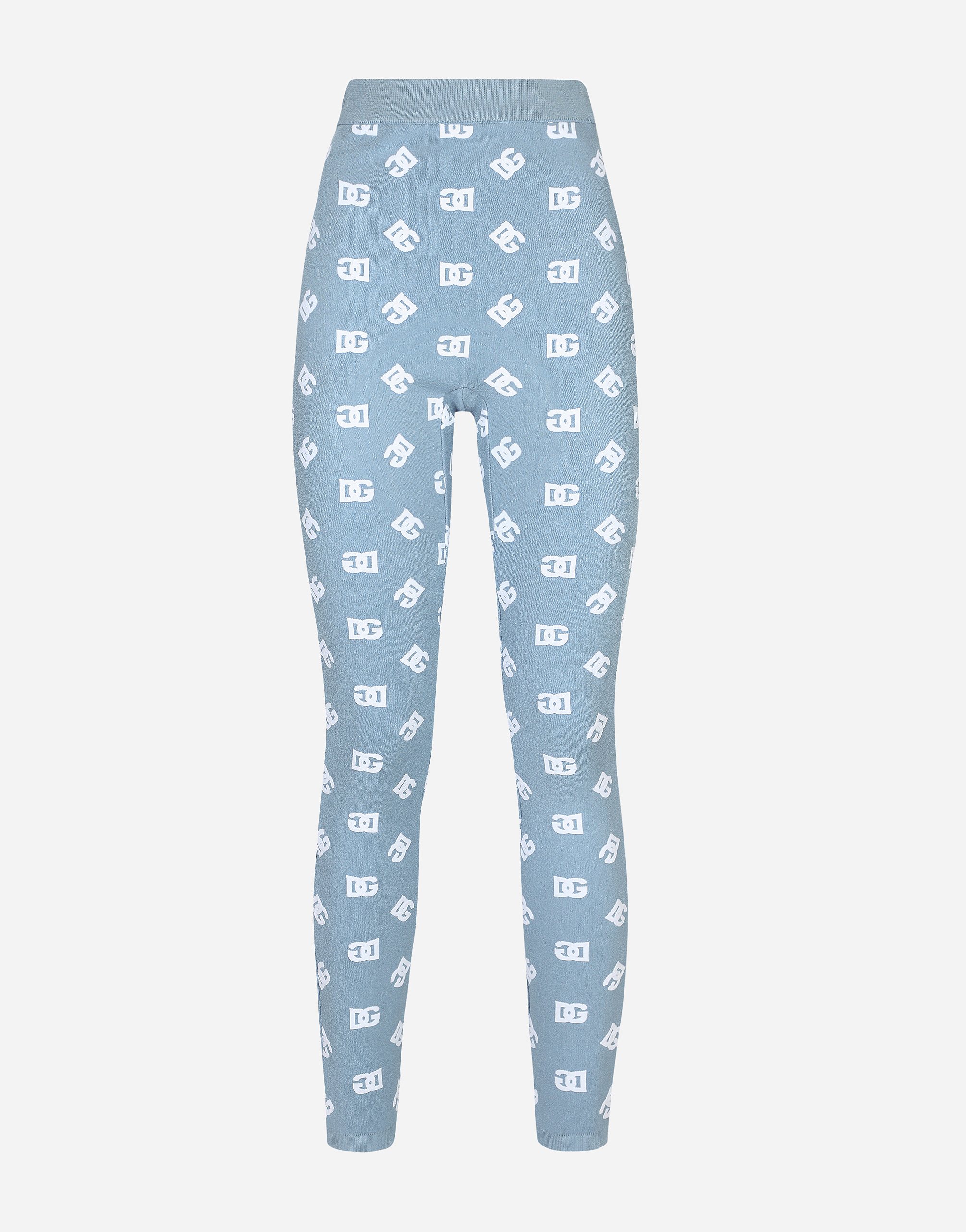 Dolce & Gabbana Logo Embroidered Leggings In Azure