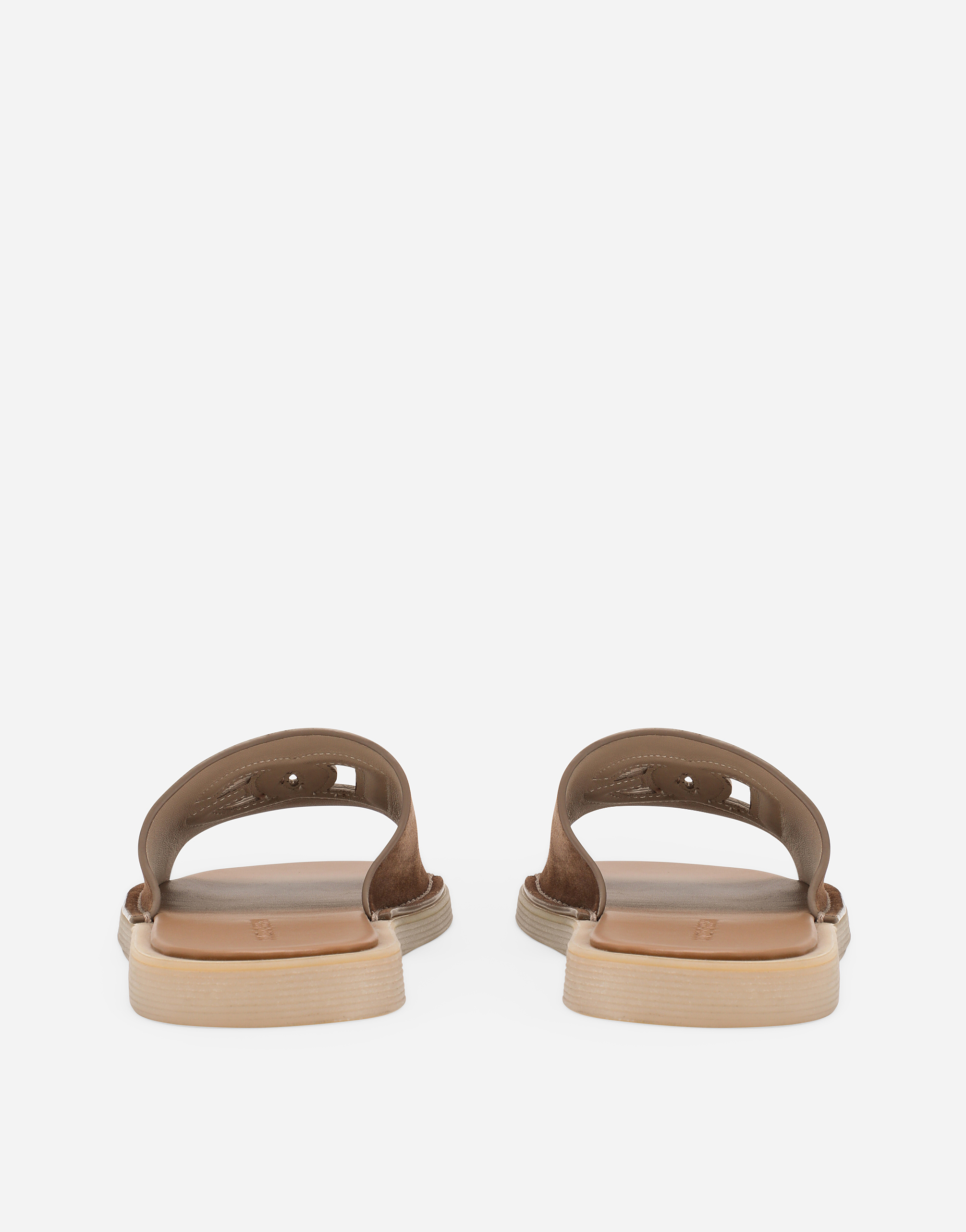 Dolce & Gabbana Slide In Suede In Marrone