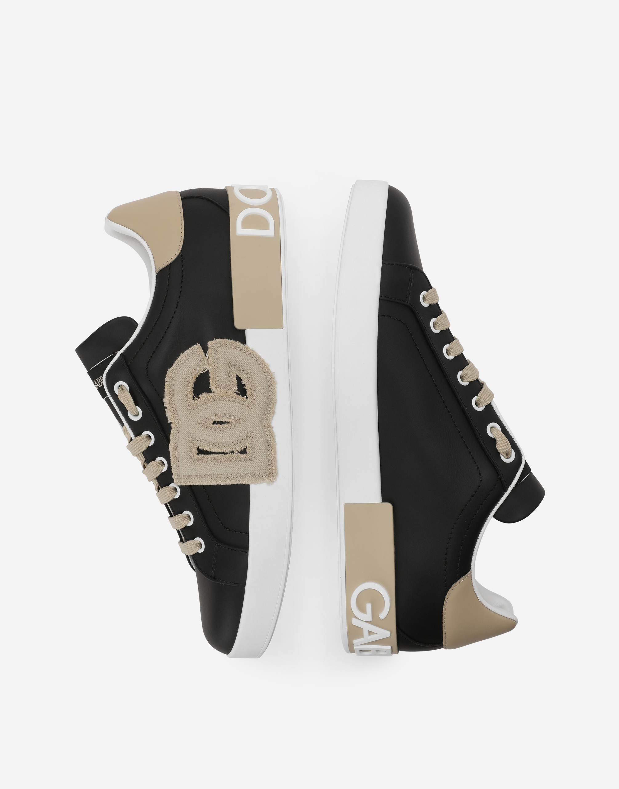 Shop Dolce & Gabbana Calfskin Portofino Sneakers In Black