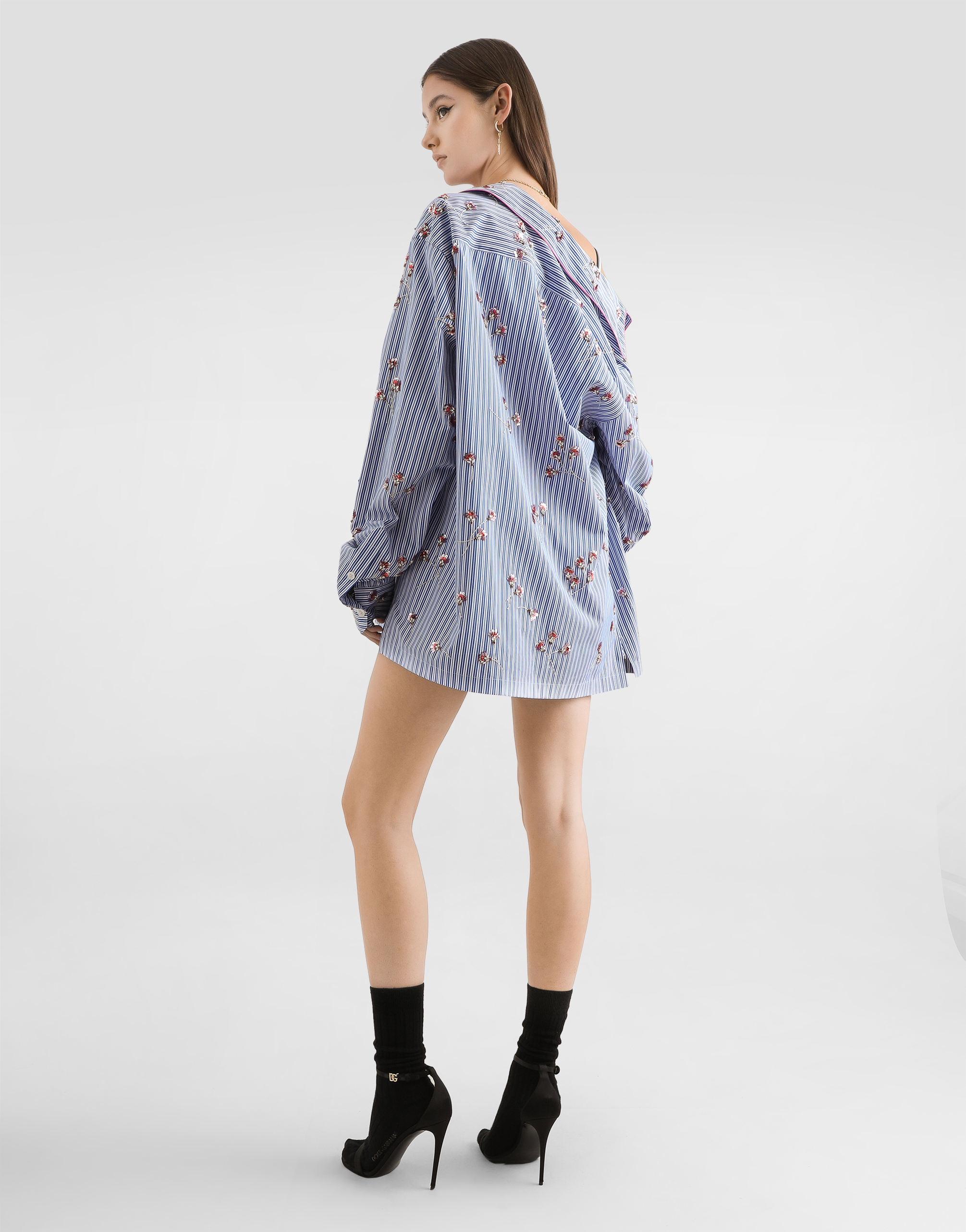  Dolce & Gabbana Dolce & Gabbana Poplin Shirt With Crystal Flower Embroidery - Woman Shirts And Tops Multi-colored 38 