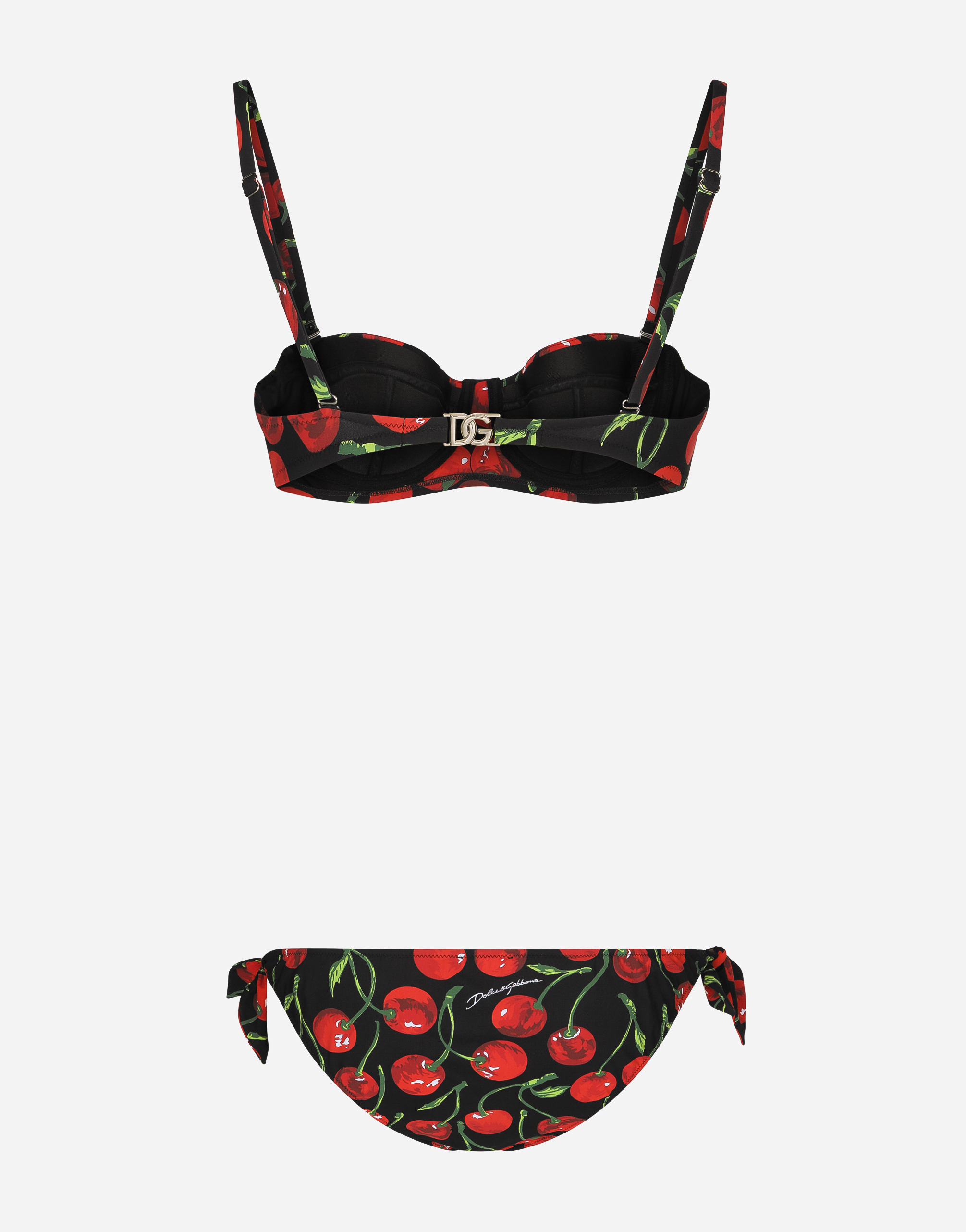 Shop Dolce & Gabbana Cherry-print Balconette Bikini In Multicolor