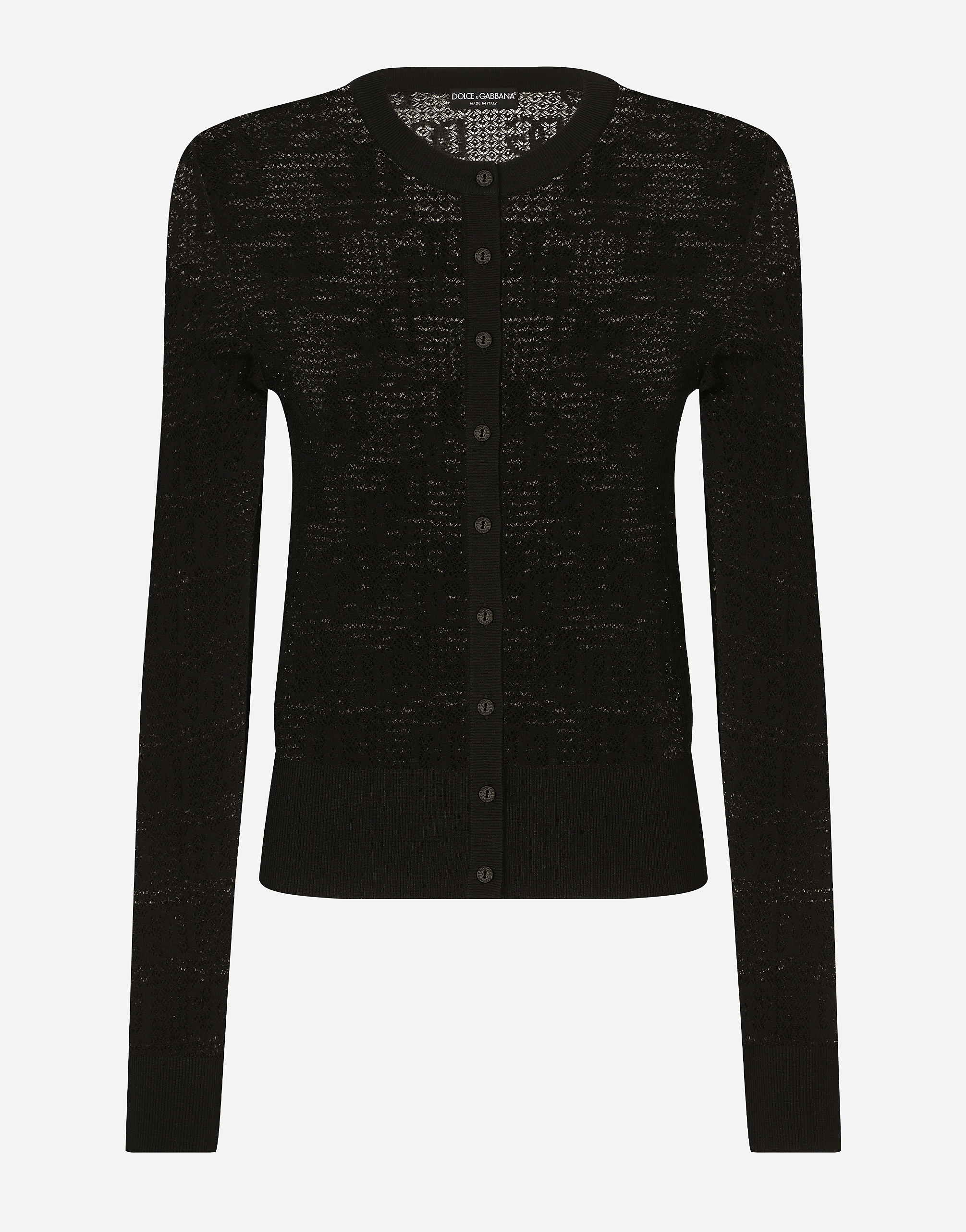 Dolce & Gabbana Viscose Cardigan With All-over Dg Logo - Woman Sweaters And Cardigans Black