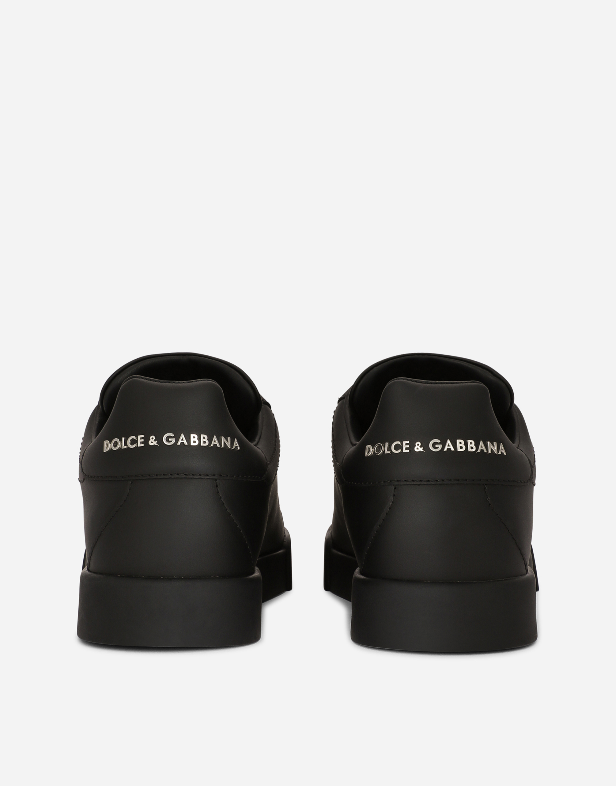 Shop Dolce & Gabbana Calfskin Portofino Sneakers With Dg Logo In Multicolor