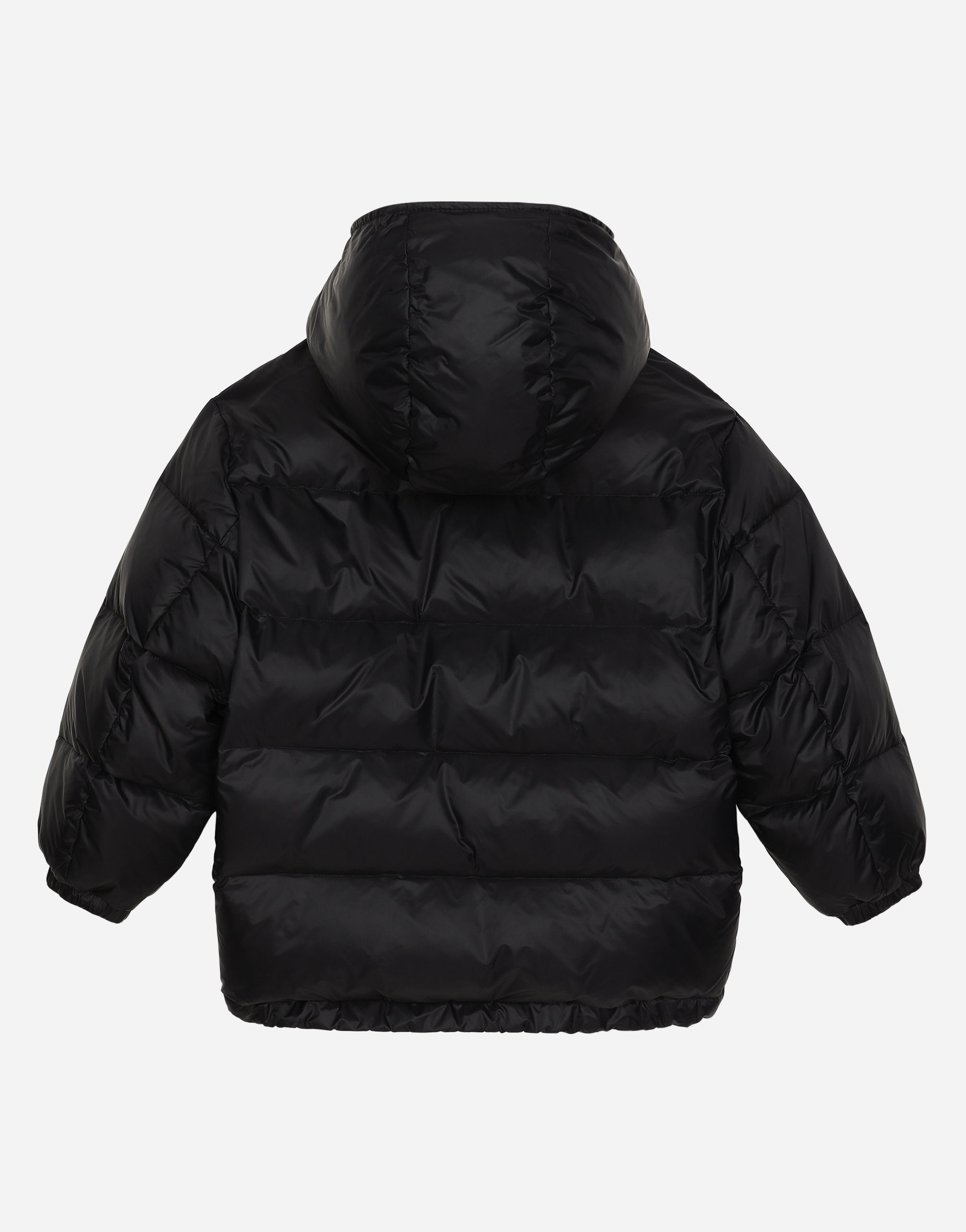 Dolce & Gabbana Steppjacke Aus Nylon Mit Kapuze Und Logoplakette - Mann Mäntel Und Jacken Schwarz Nylon 12 Years 