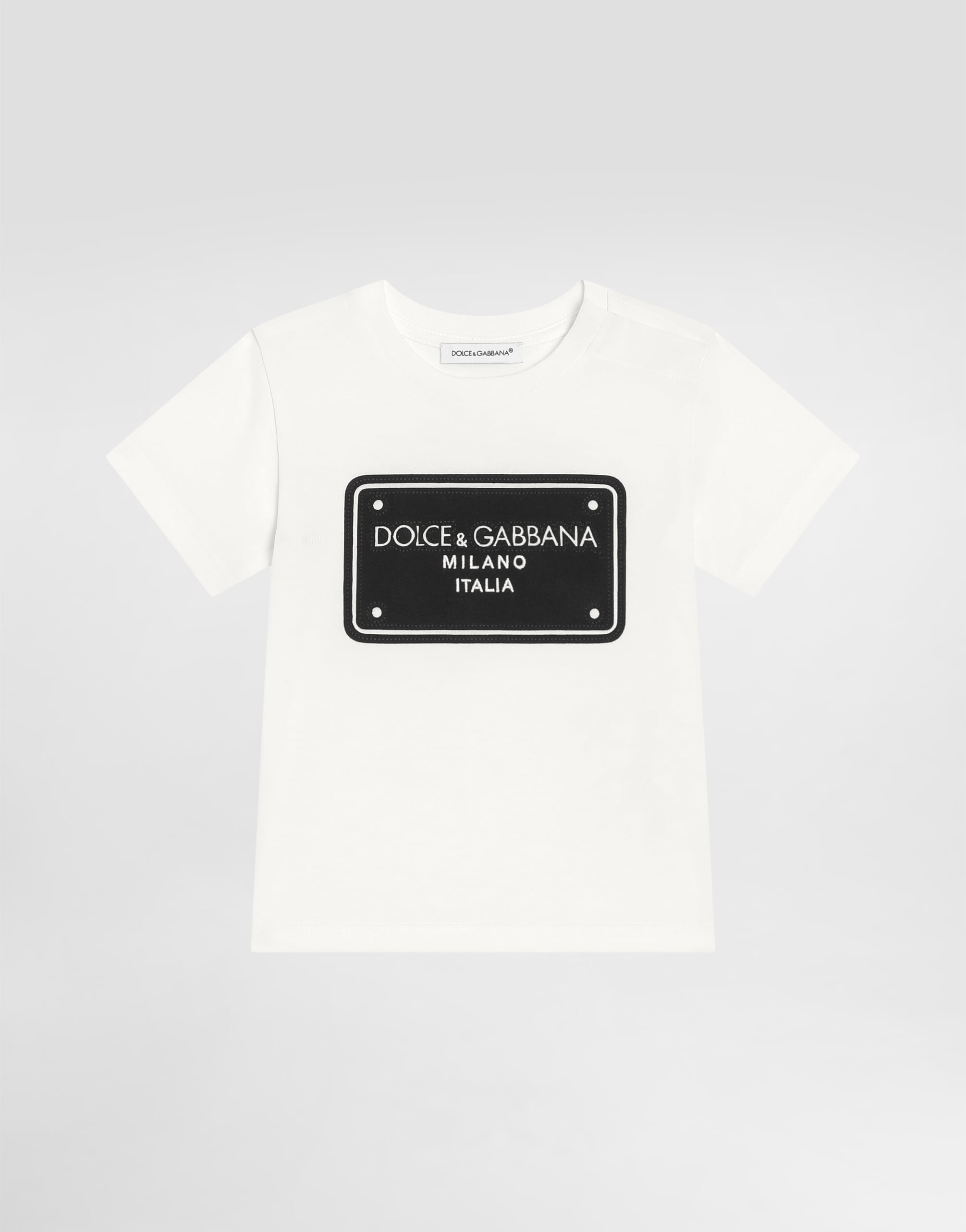 Jersey T-shirt with logo tag in White for Boys | Dolce&Gabbana® US