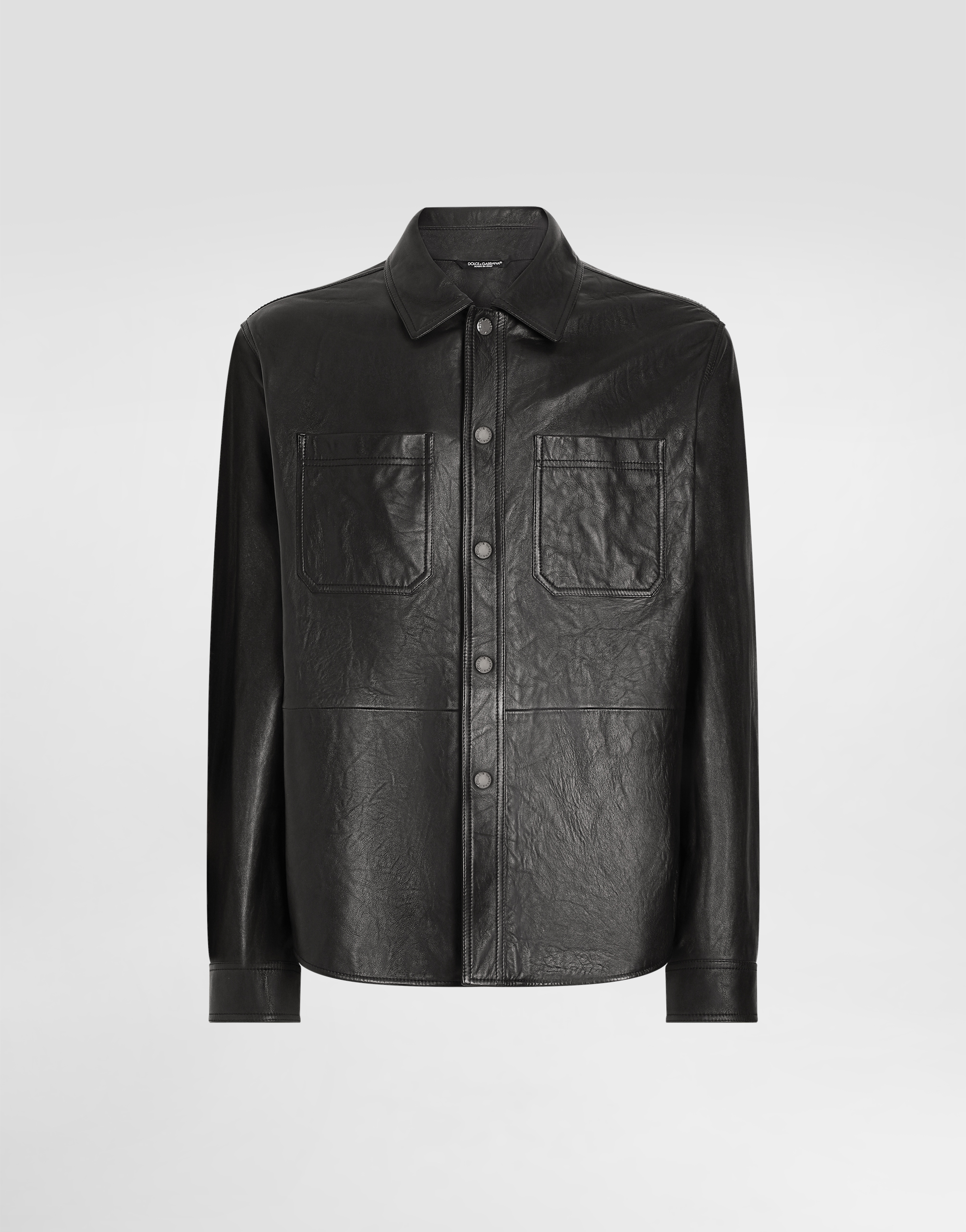 Dolce & Gabbana Camicia In Pelle In Black