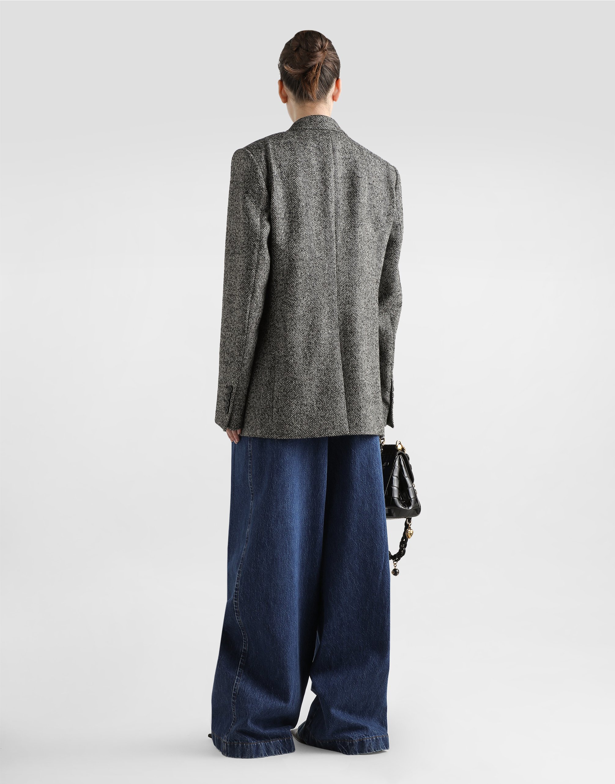 Dolce & Gabbana Round-neck Cropped Sweater In Gray