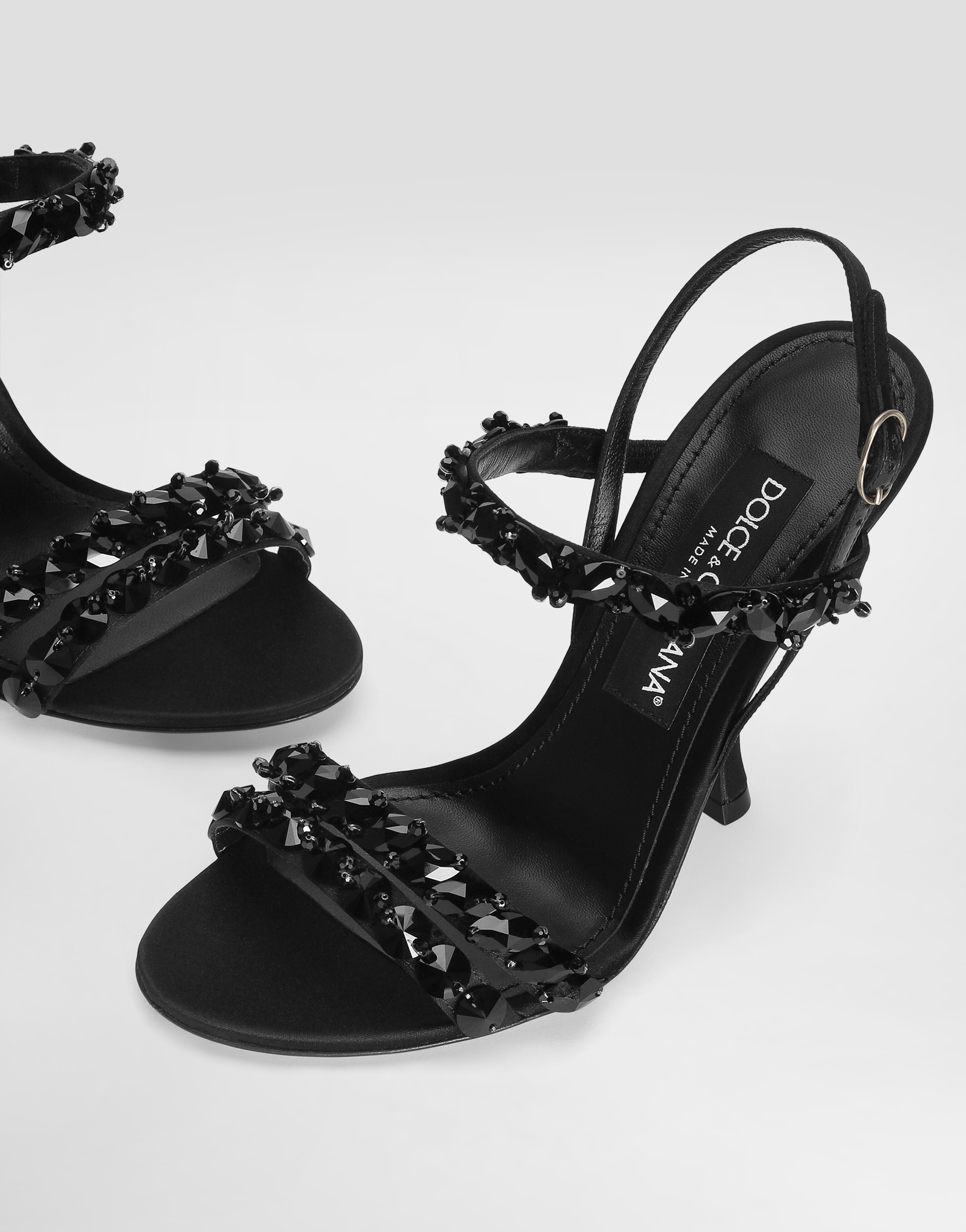 Sandals with rhinestone embroidery