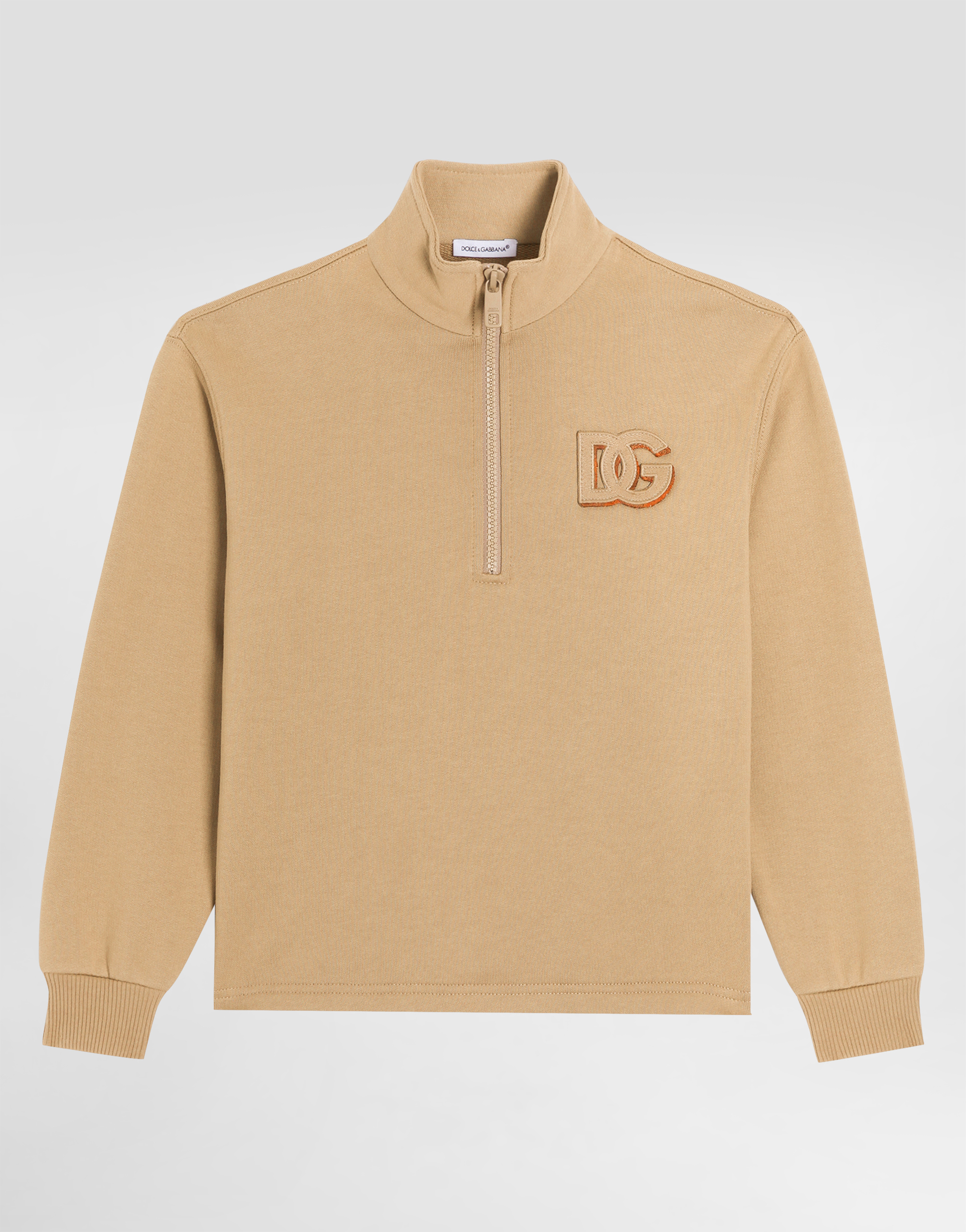 Dolce & Gabbana Boys Dg 3d Patch Half Zip Sweatshirt In Neutral