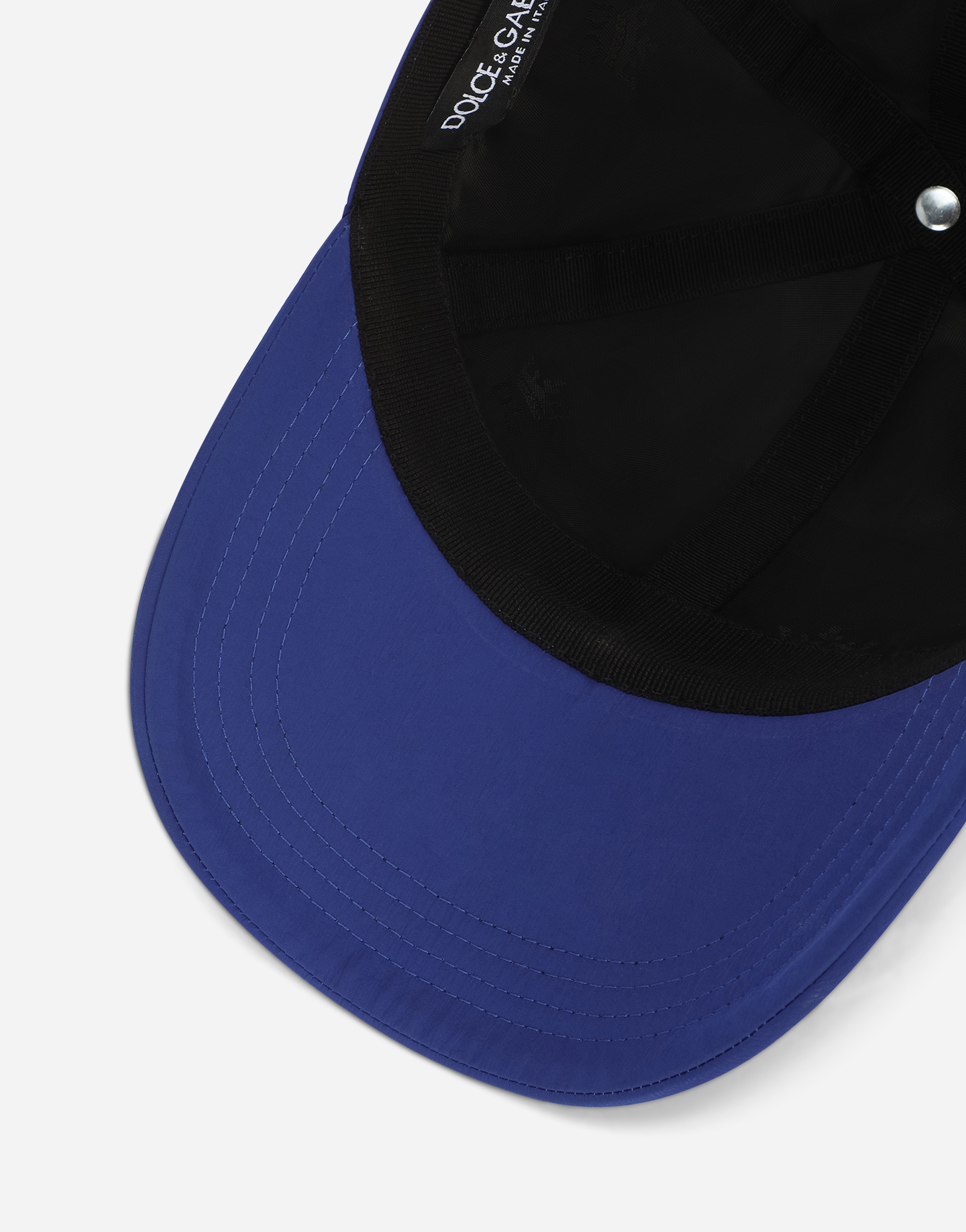 Shop Dolce & Gabbana Nylon Baseball Cap With Branded Tag In Blue