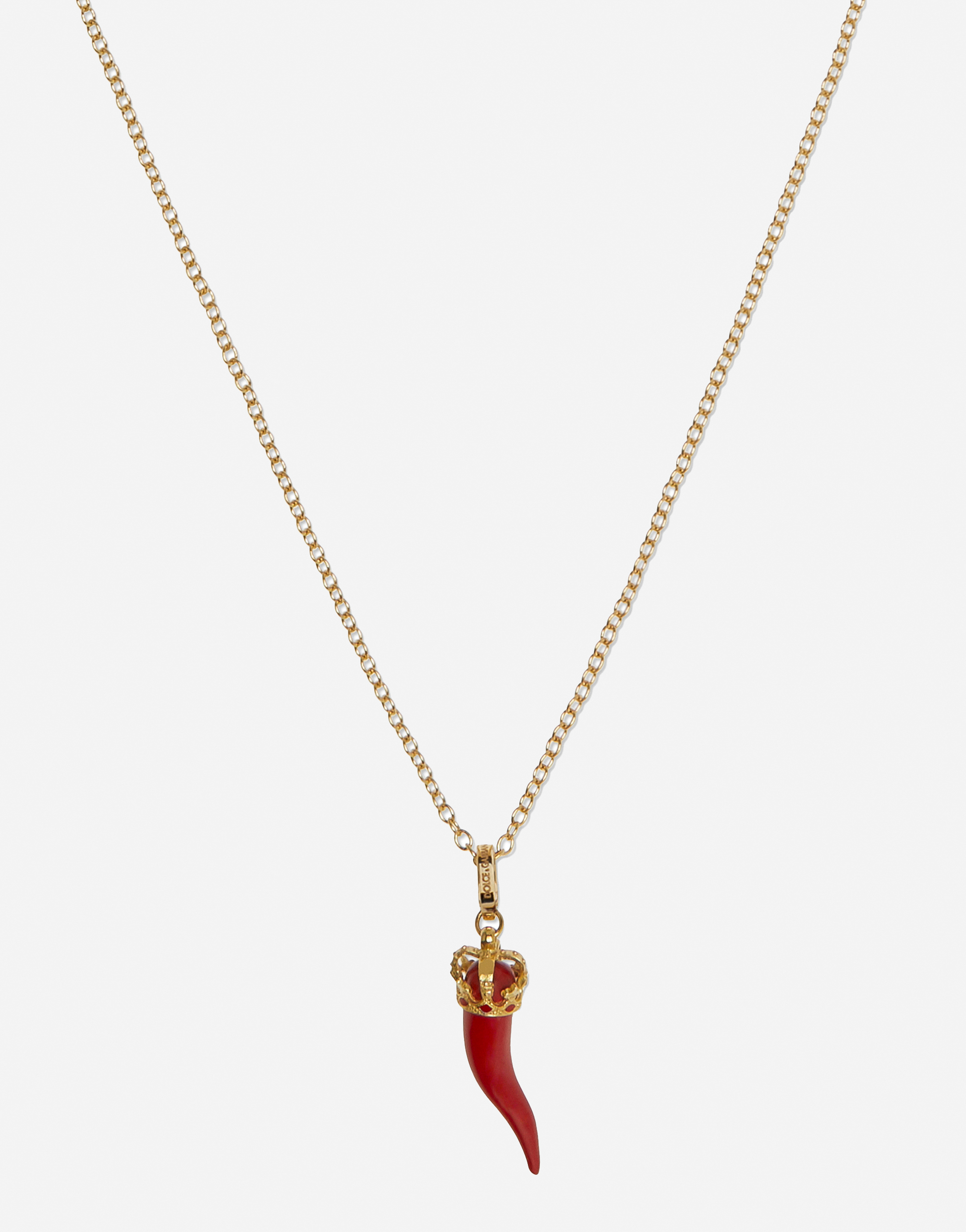 Dolce & Gabbana Good Luck Pendant In Enamelled Yellow Gold In Gold