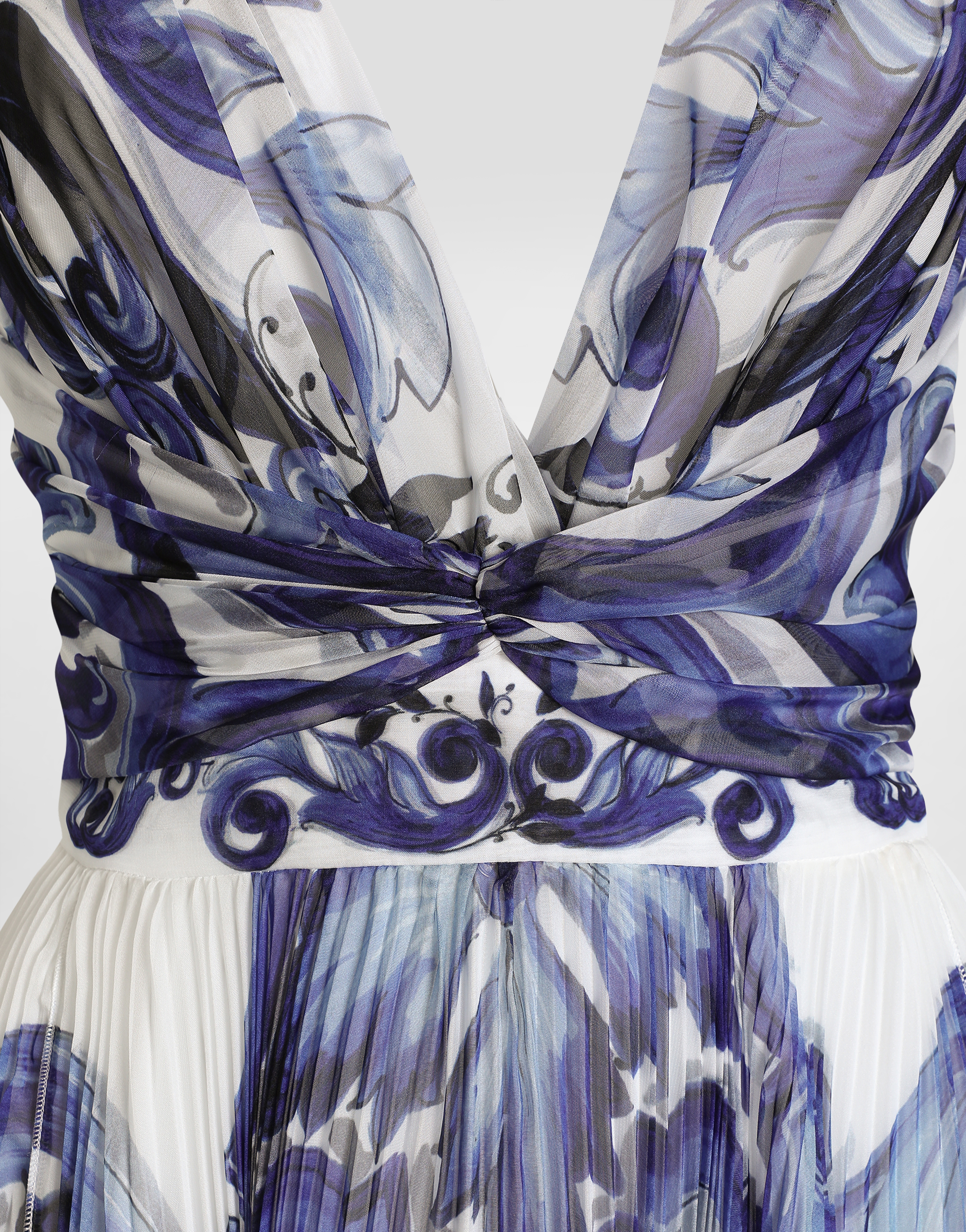 Majolica-print chiffon dress