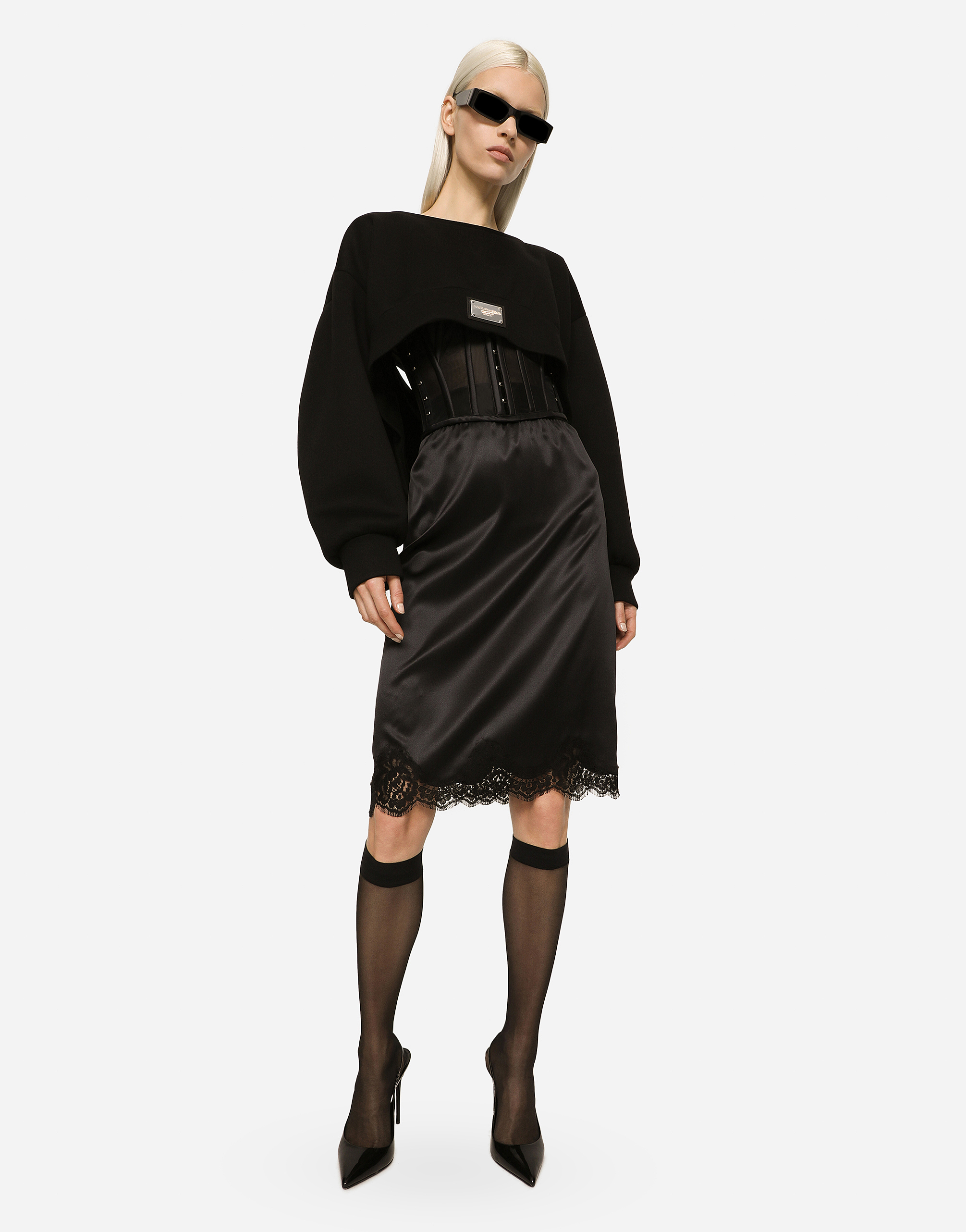 Shop Dolce & Gabbana Marquisette Corset Belt In Black