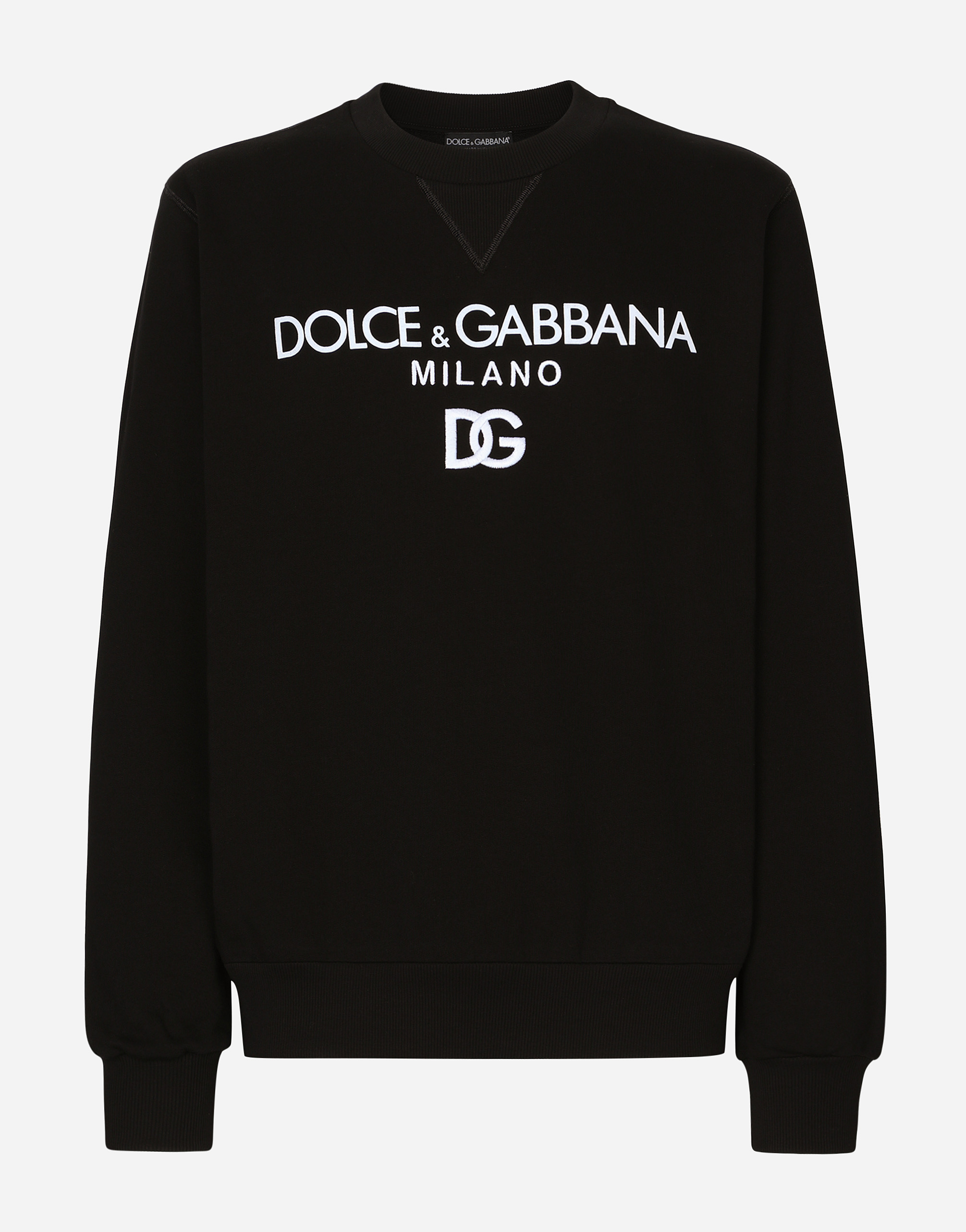 Dolce & Gabbana Cotton Sweatshirt With Frontal Logo In Black