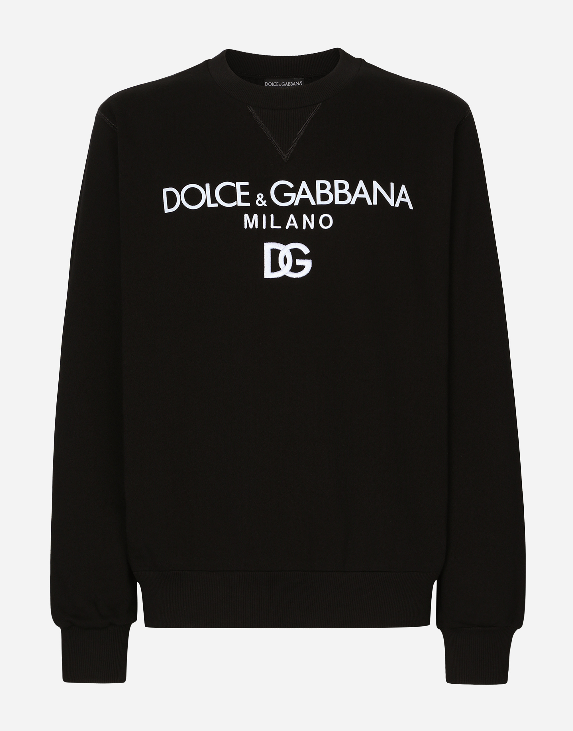 Dolce & Gabbana Jersey Sweatshirt With Dg Embroidery In Black