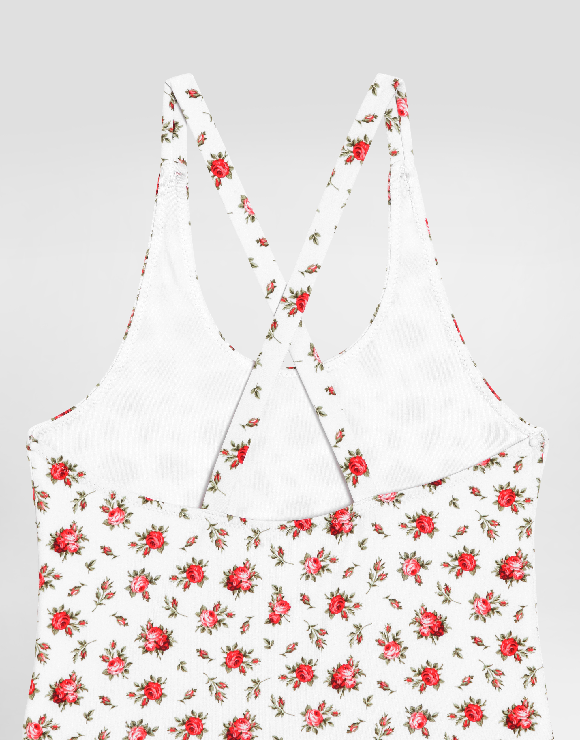 Dolce & Gabbana Small Rose-print One-piece Swimsuit In White