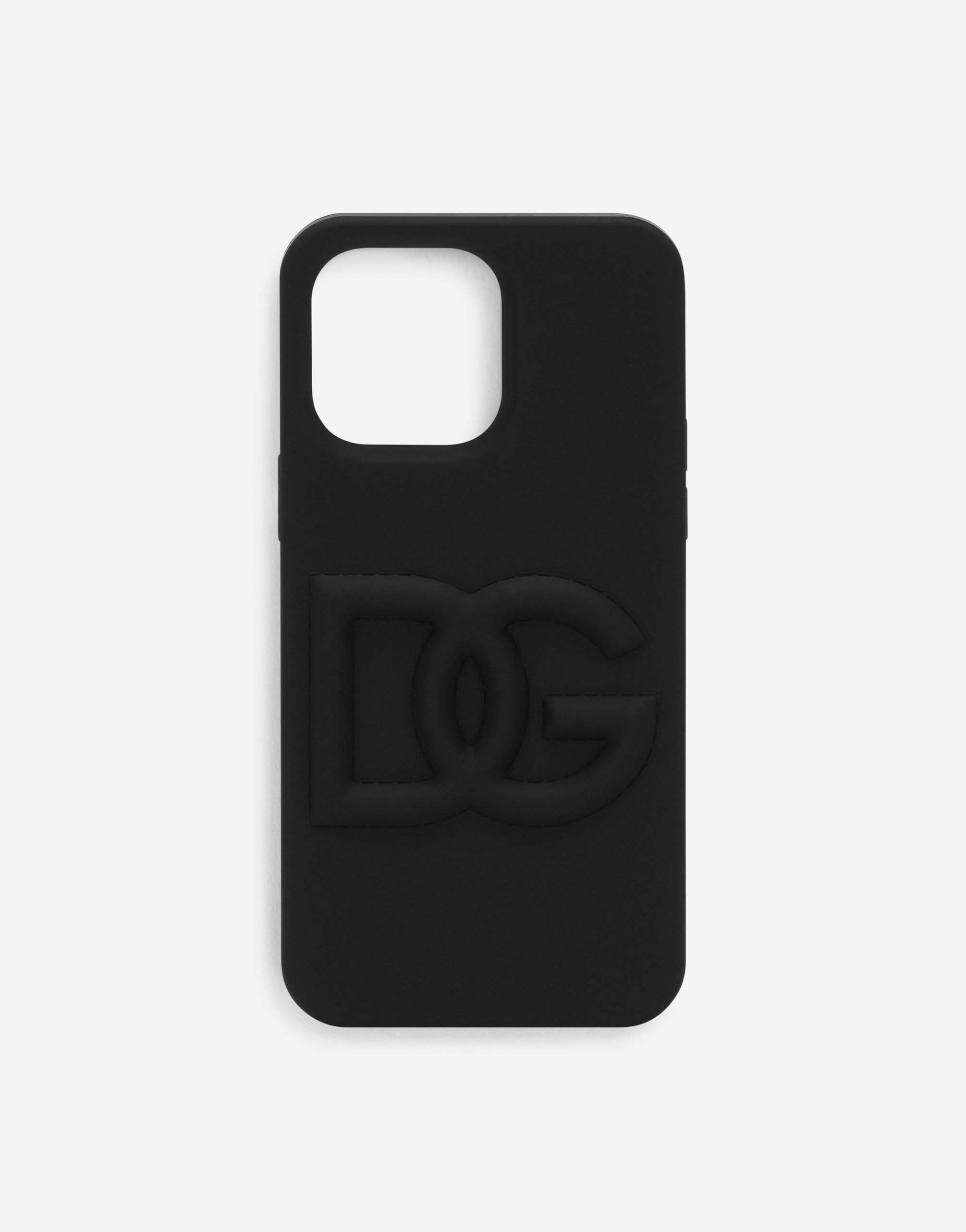 Shop Dolce & Gabbana Rubber Iphone 14 Pro Cover With Dg Logo In Black