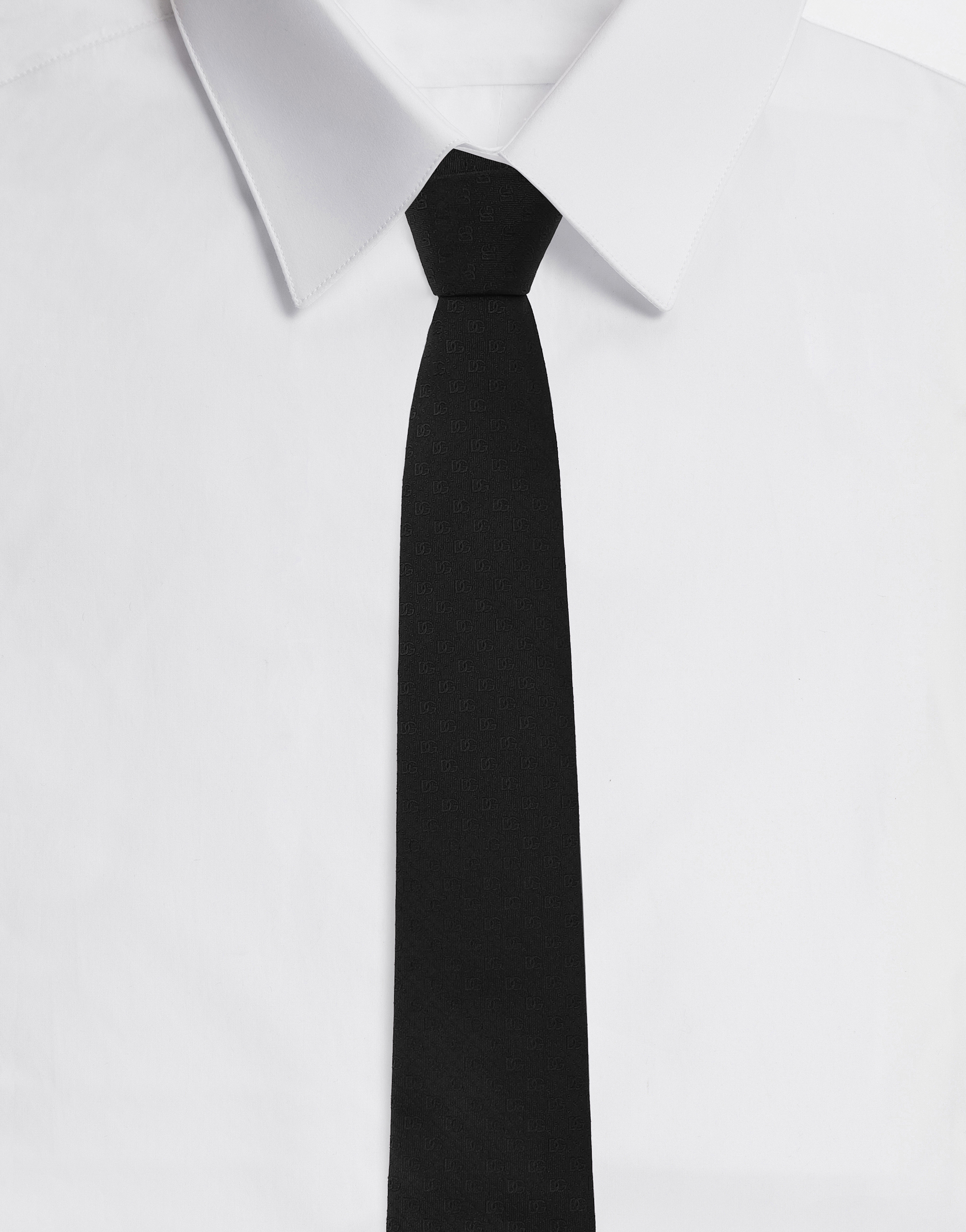 Dolce & Gabbana 8-cm Silk Jacquard Blade Tie With Dg Logo In Black