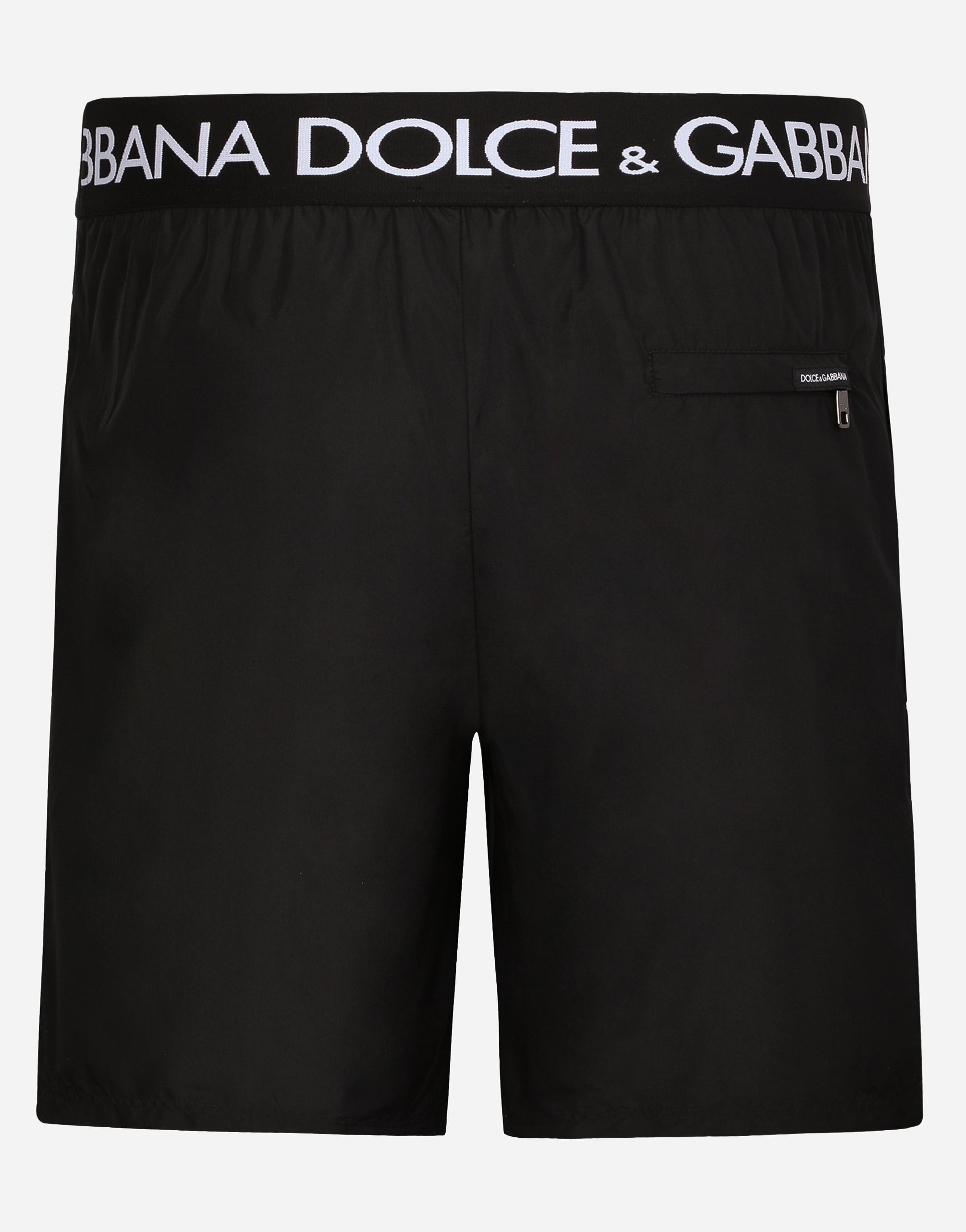  Dolce & Gabbana Mittellange Bade-boxershorts Mit Elastischem Logobund - Mann Beachwear Schwarz Stoff 6 