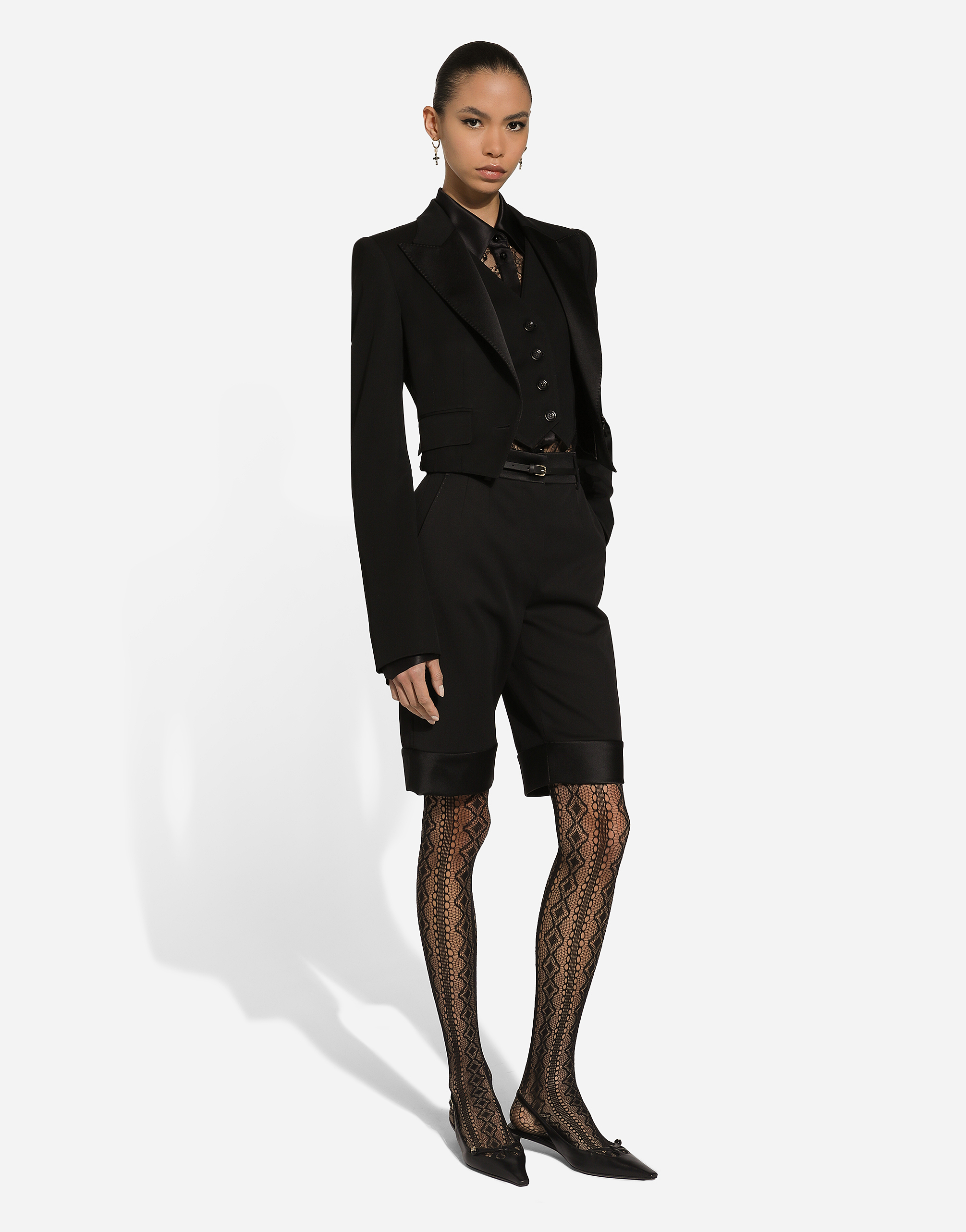 Dolce & Gabbana Wool Gabardine Short Jacket In ブラック