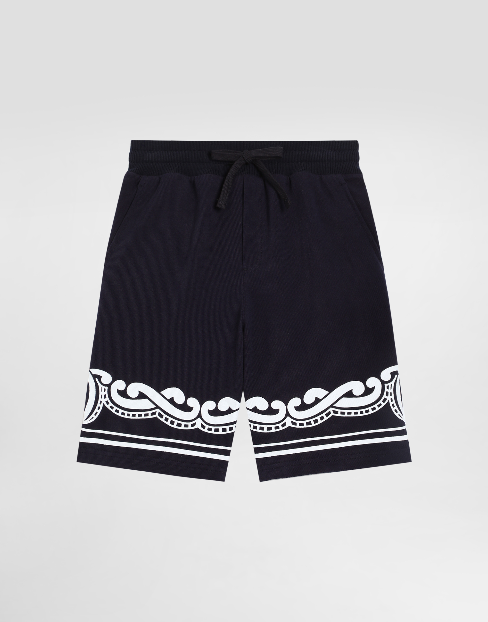 Dolce & Gabbana Bermuda In Piquet Con Stampa Bandana In Blu Scurissimo 1