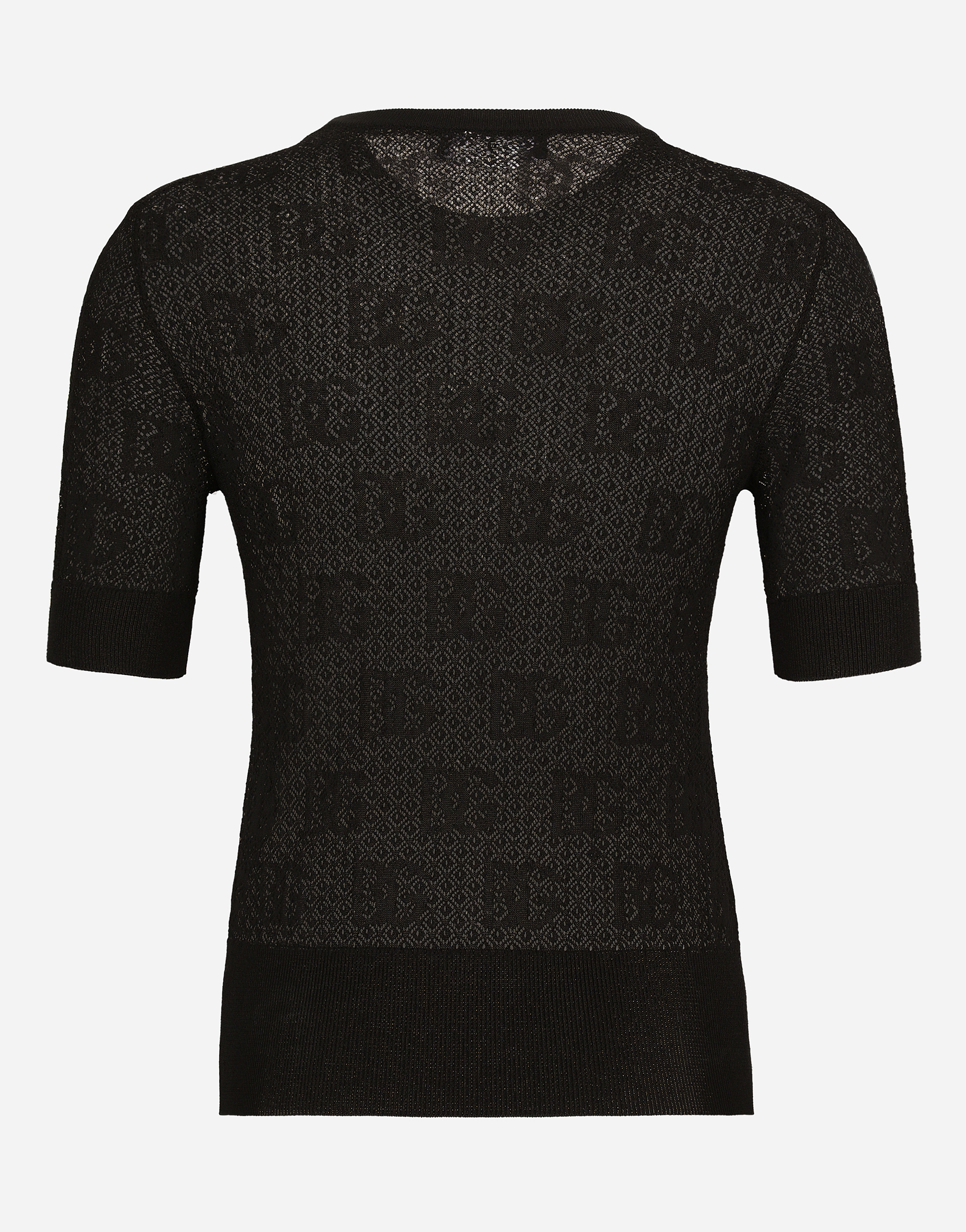 Dolce & Gabbana Open Work Top With Jacquard Logo In ブラック