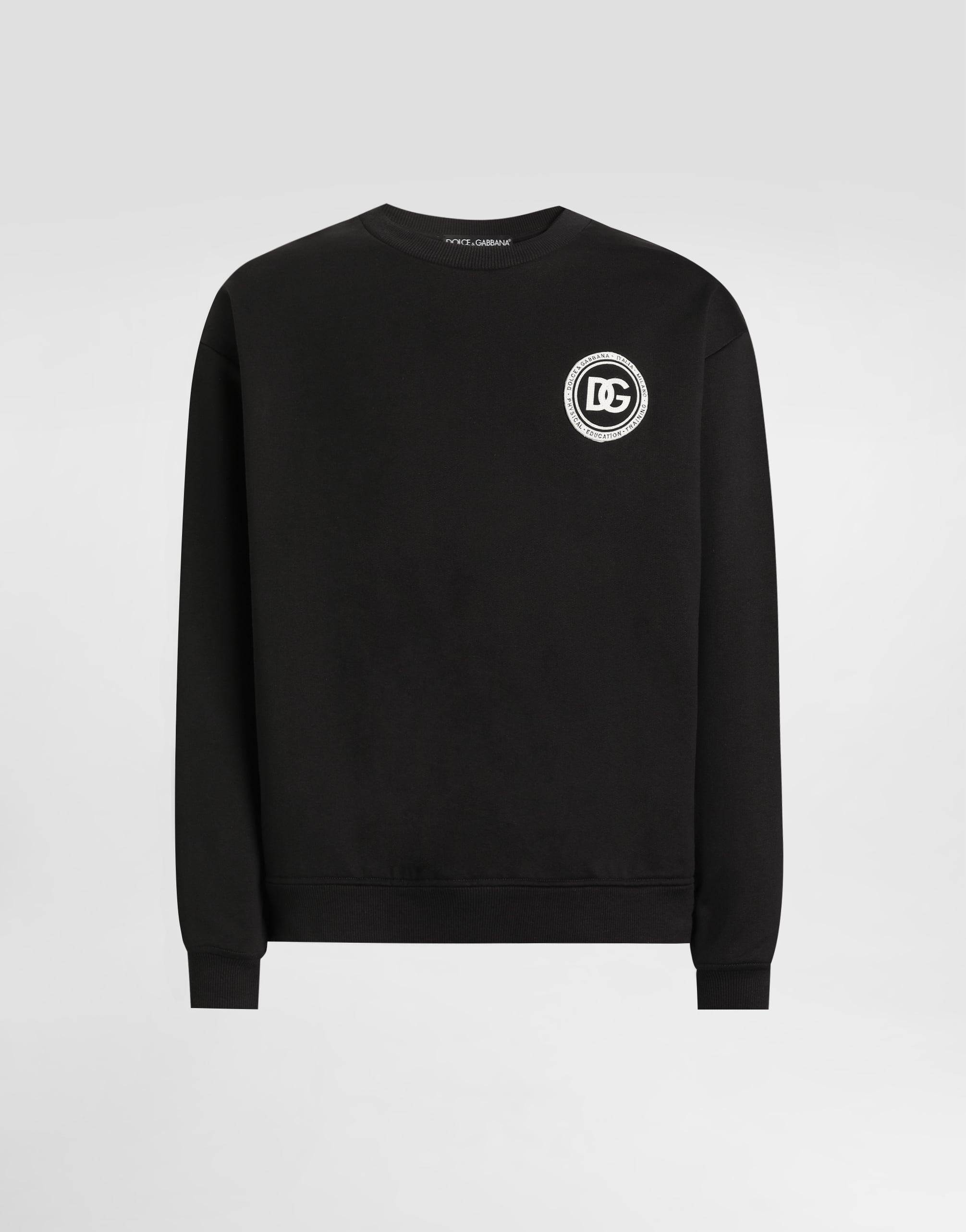 남성용 Black Jersey sweatshirt with patch | Dolce&Gabbana®