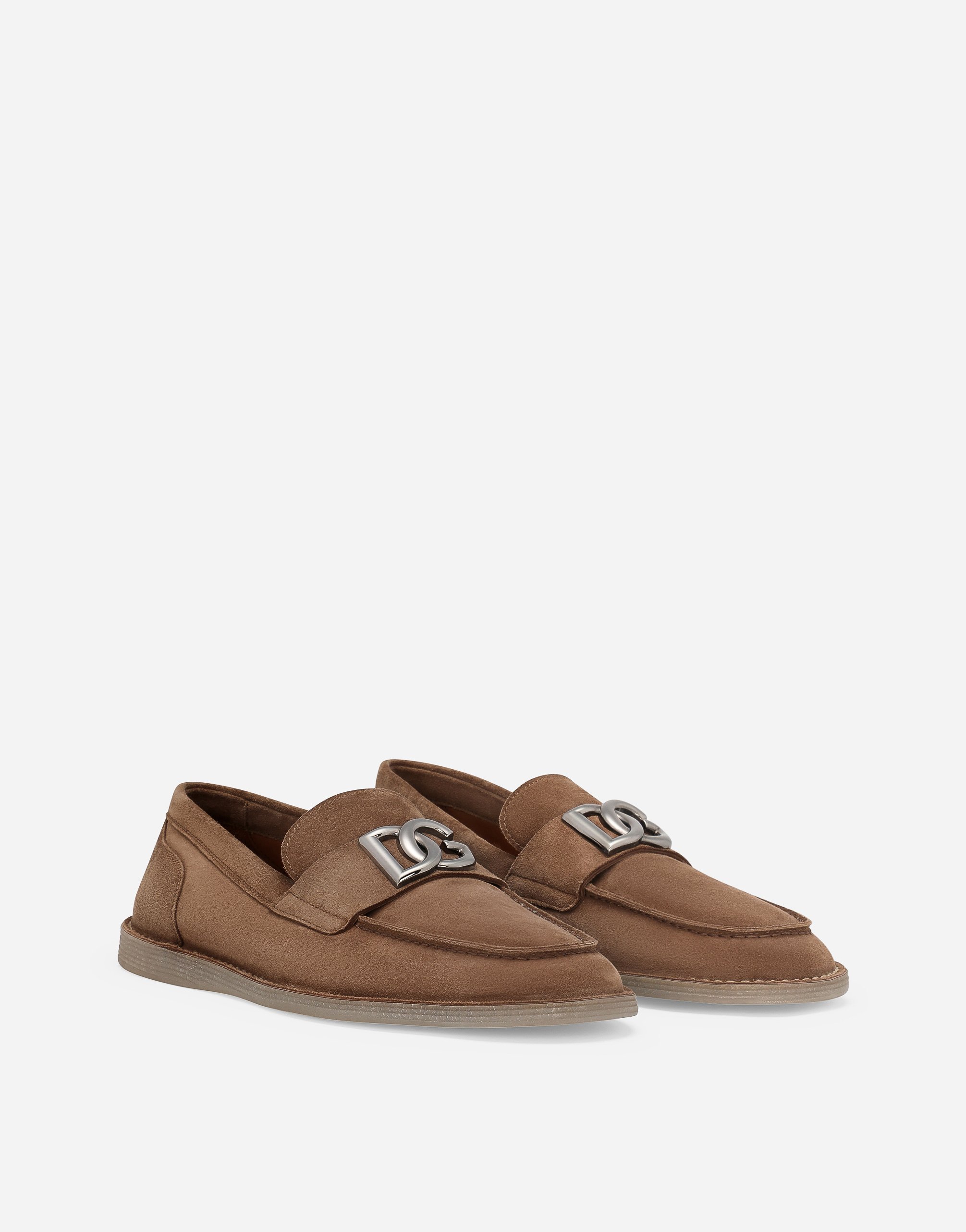 Shop Dolce & Gabbana Suede Loafers In Brown