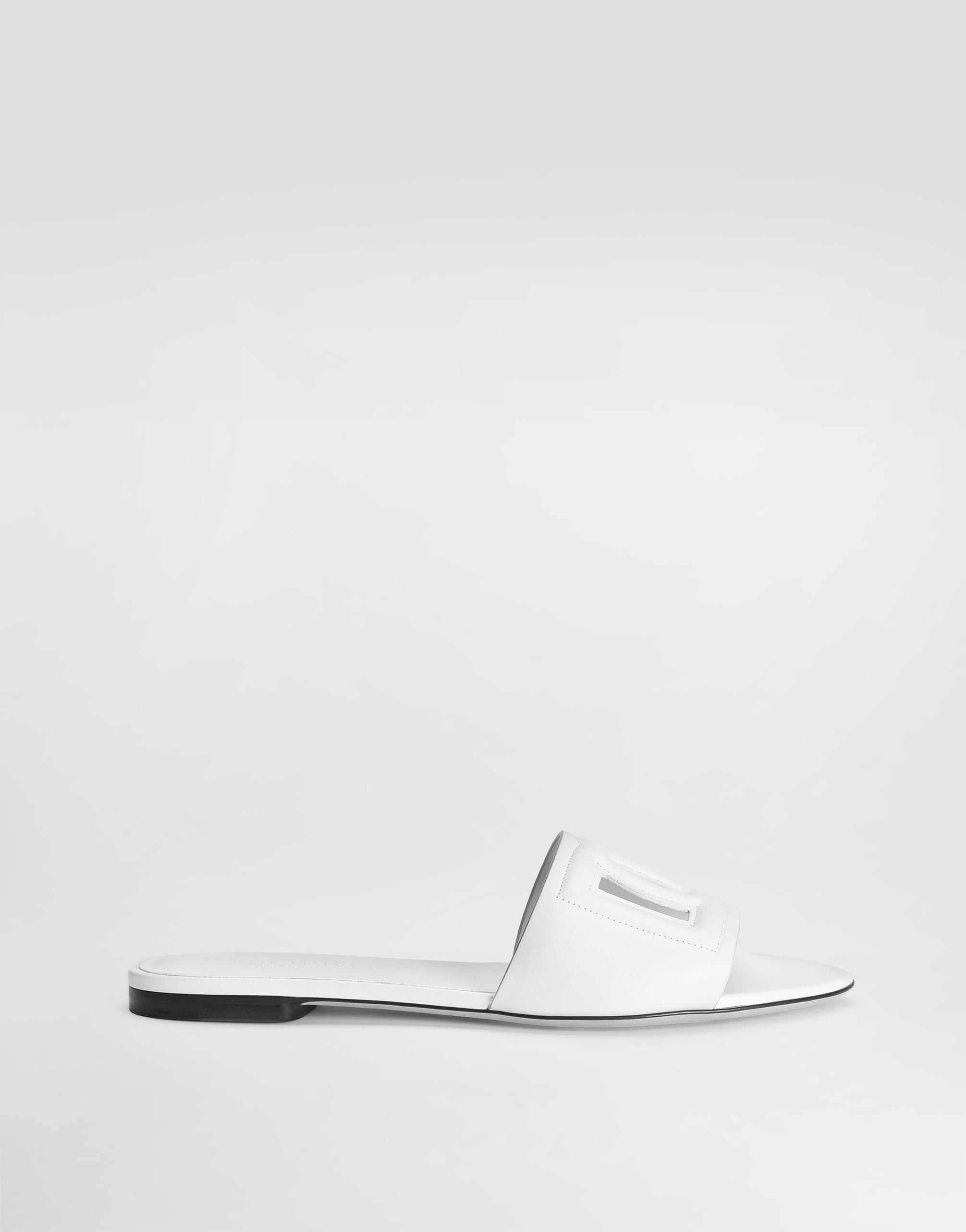 Calfskin slides with DG logo in White for Women | Dolce&Gabbana® US