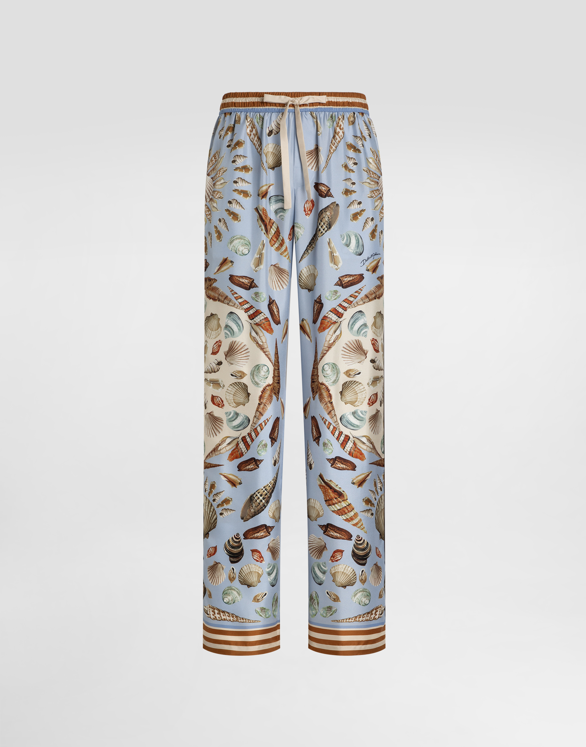 Dolce & Gabbana Shell-print Silk Twill Trousers - Man Pants And Shorts Multicolor