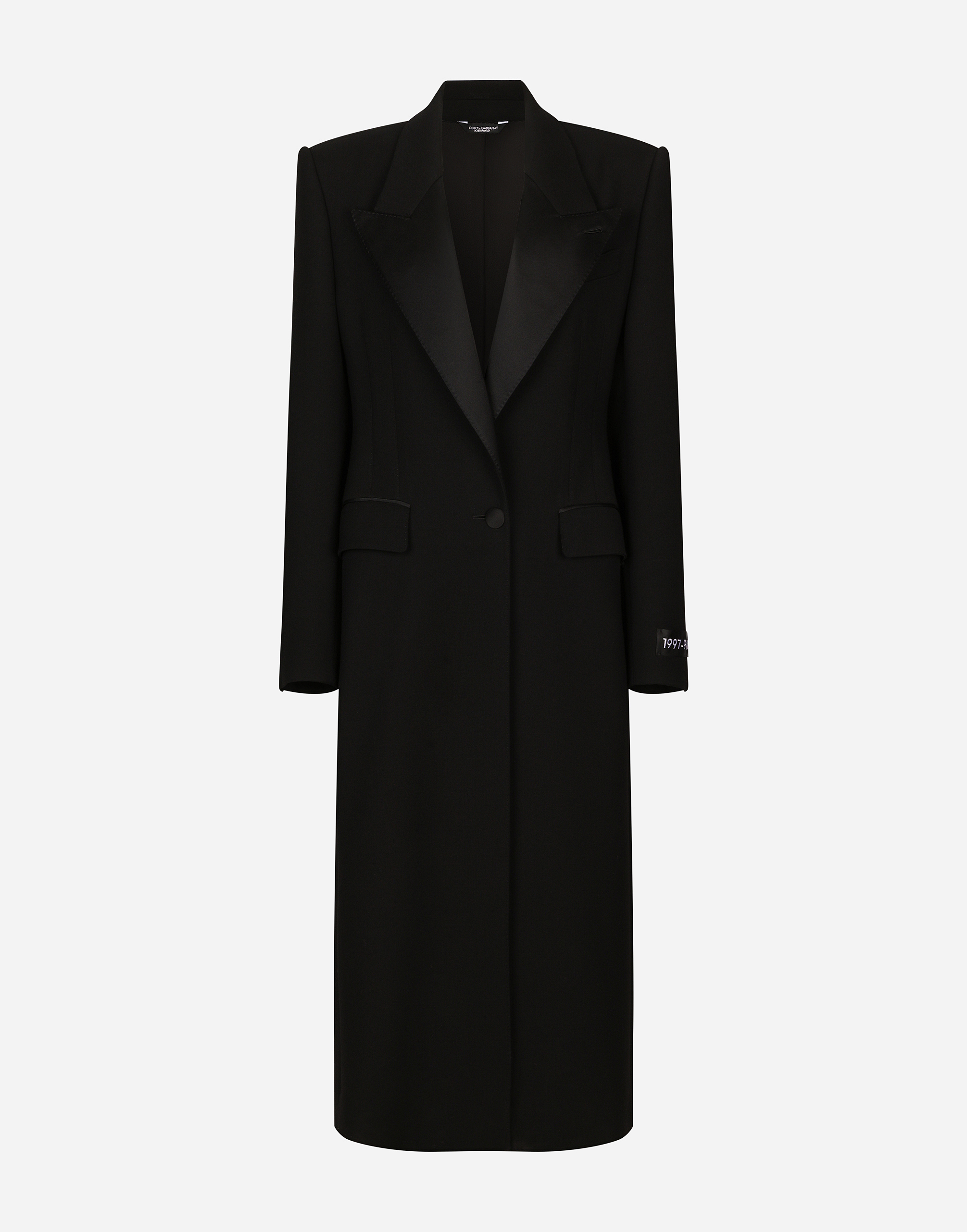 Dolce & Gabbana Long Single-breasted Wool Tuxedo Coat In Black