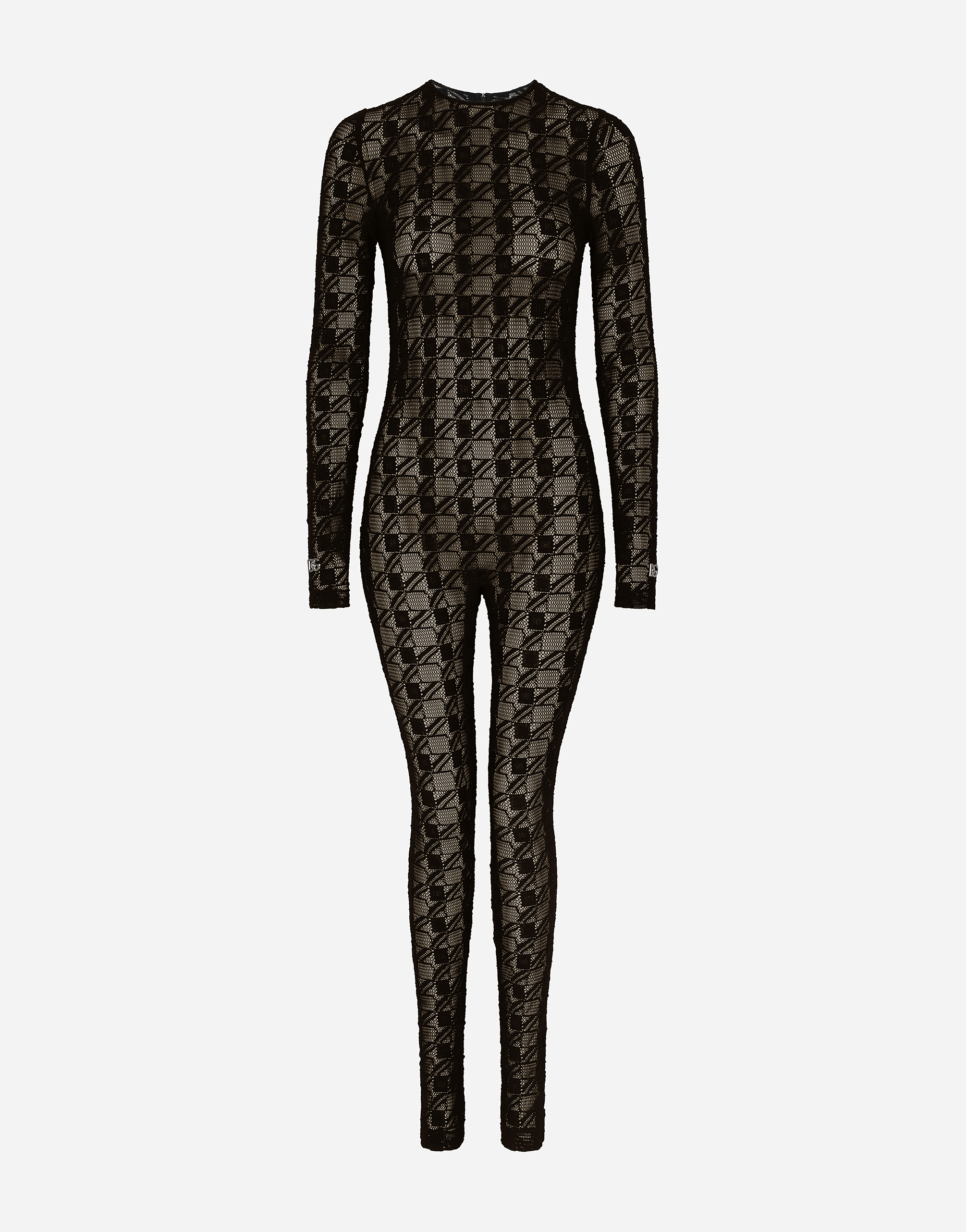 Dolce & Gabbana Jacquard Stretch Lace Jumpsuit In Black