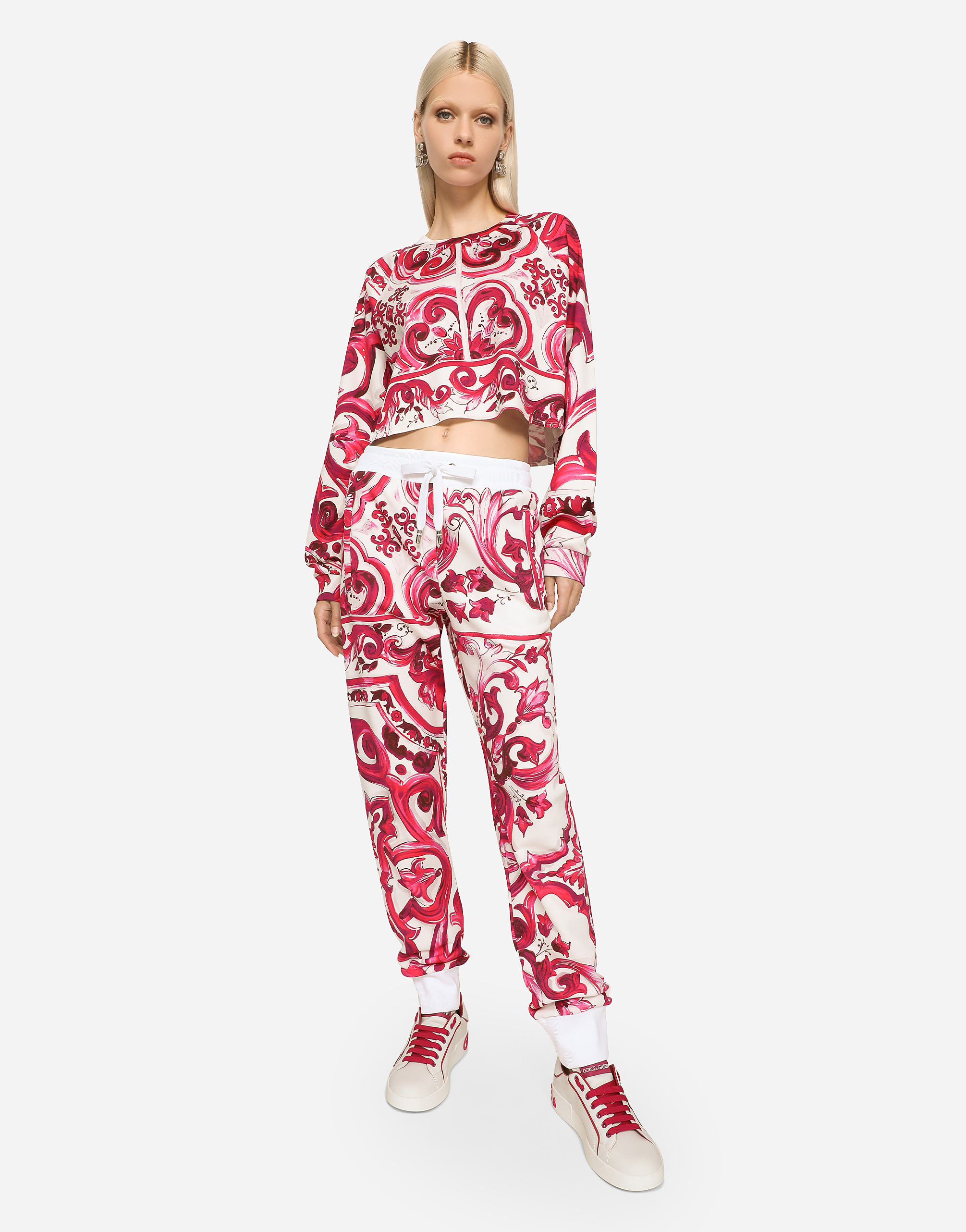 DOLCE & GABBANA MAJOLICA-PRINT JERSEY JOGGING PANTS