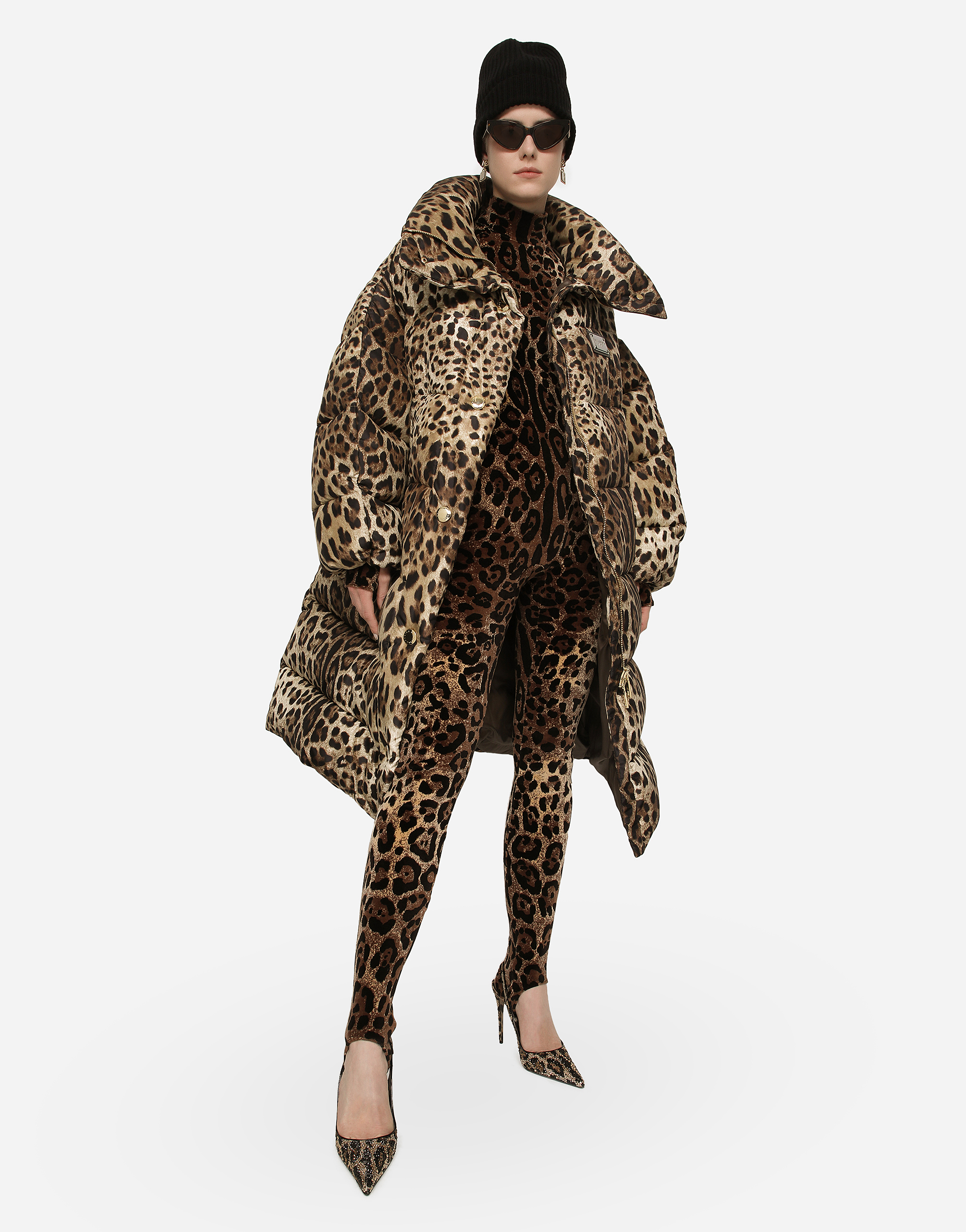 DOLCE & GABBANA LONG LEOPARD-PRINT NYLON JACKET