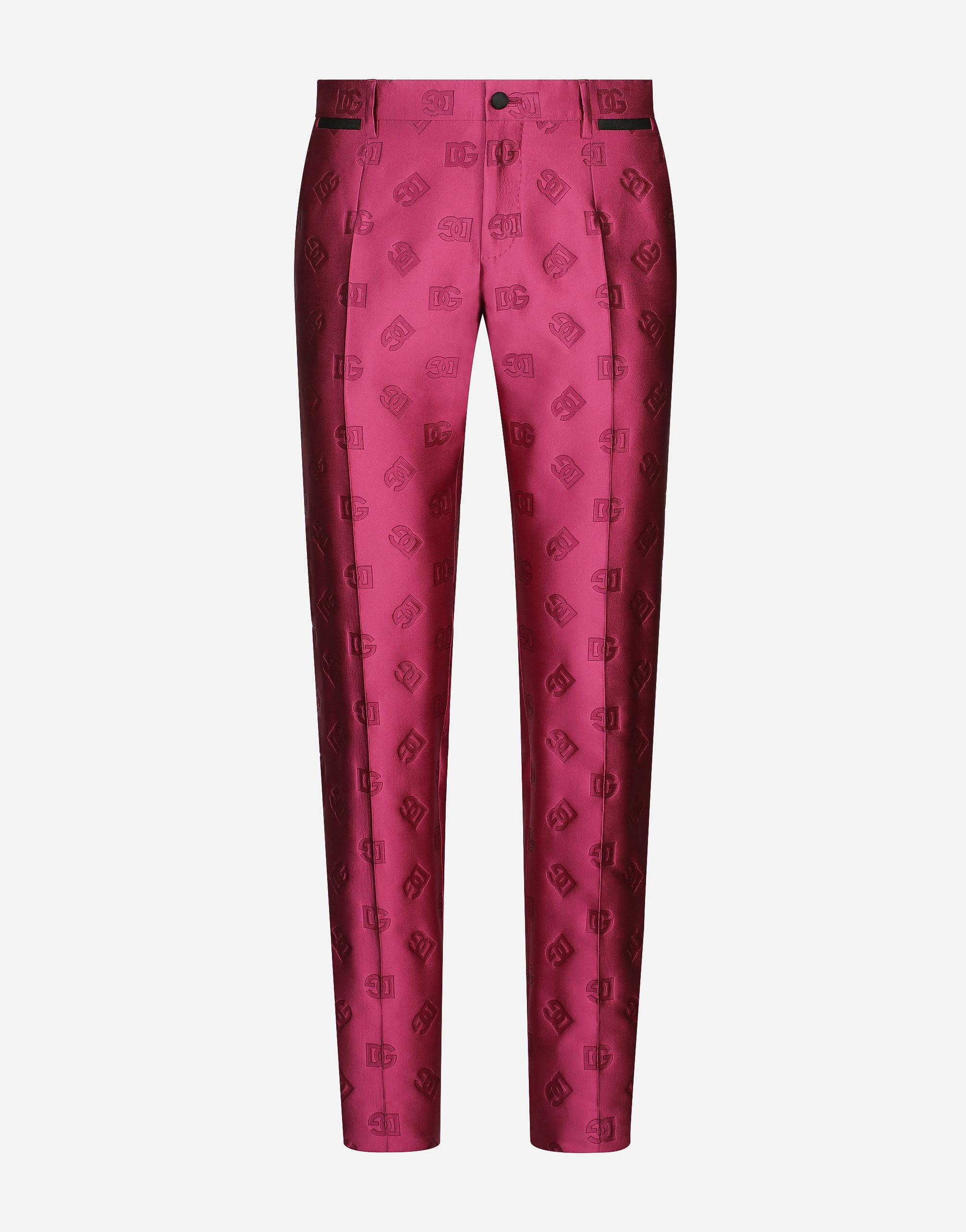 Dolce & Gabbana Monogram-jacquard Tailored Trousers In Fuchsia