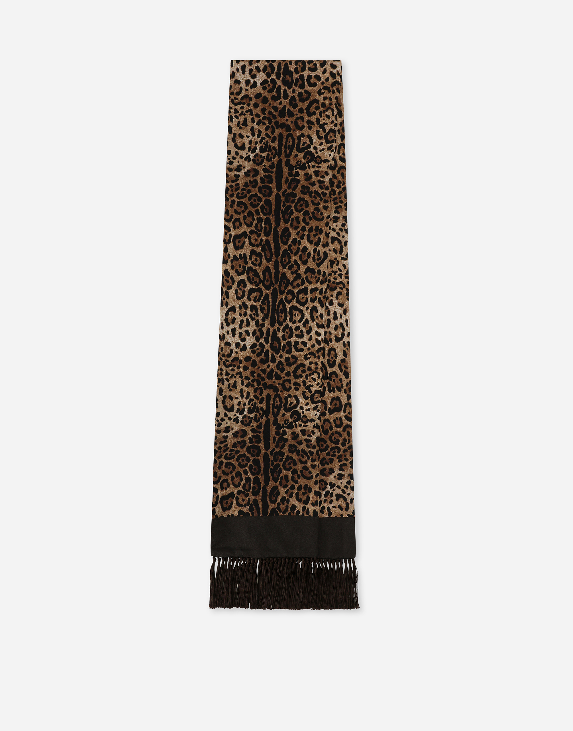 Shop Dolce & Gabbana Leopard-print Silk Scarf With Fringing In Animal Print