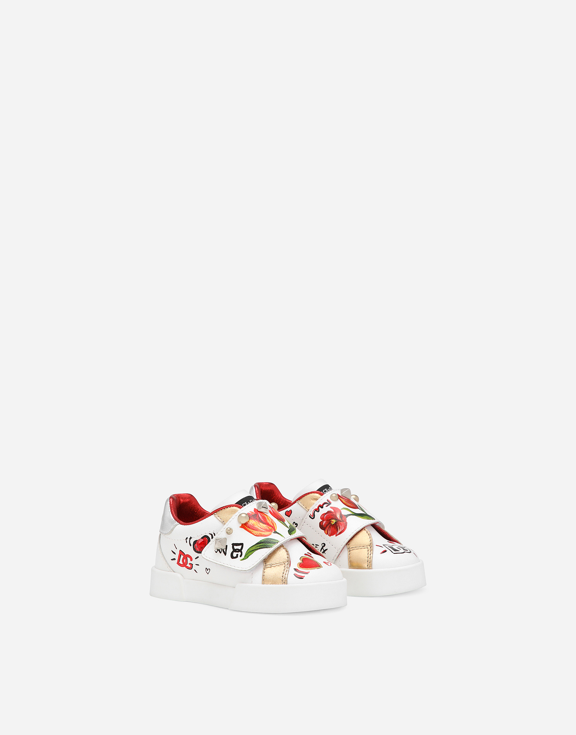 DOLCE & GABBANA PRINTED CALFSKIN LOW-TOP SNEAKERS