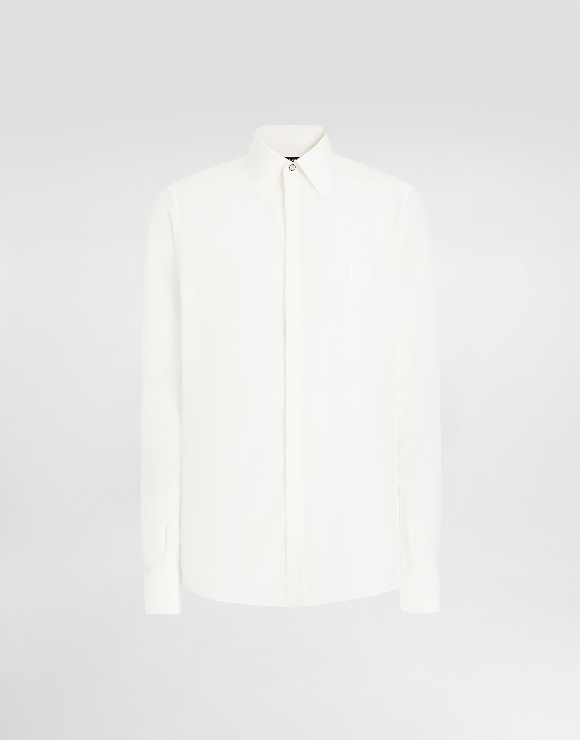 Silk shirt with logo embroidery