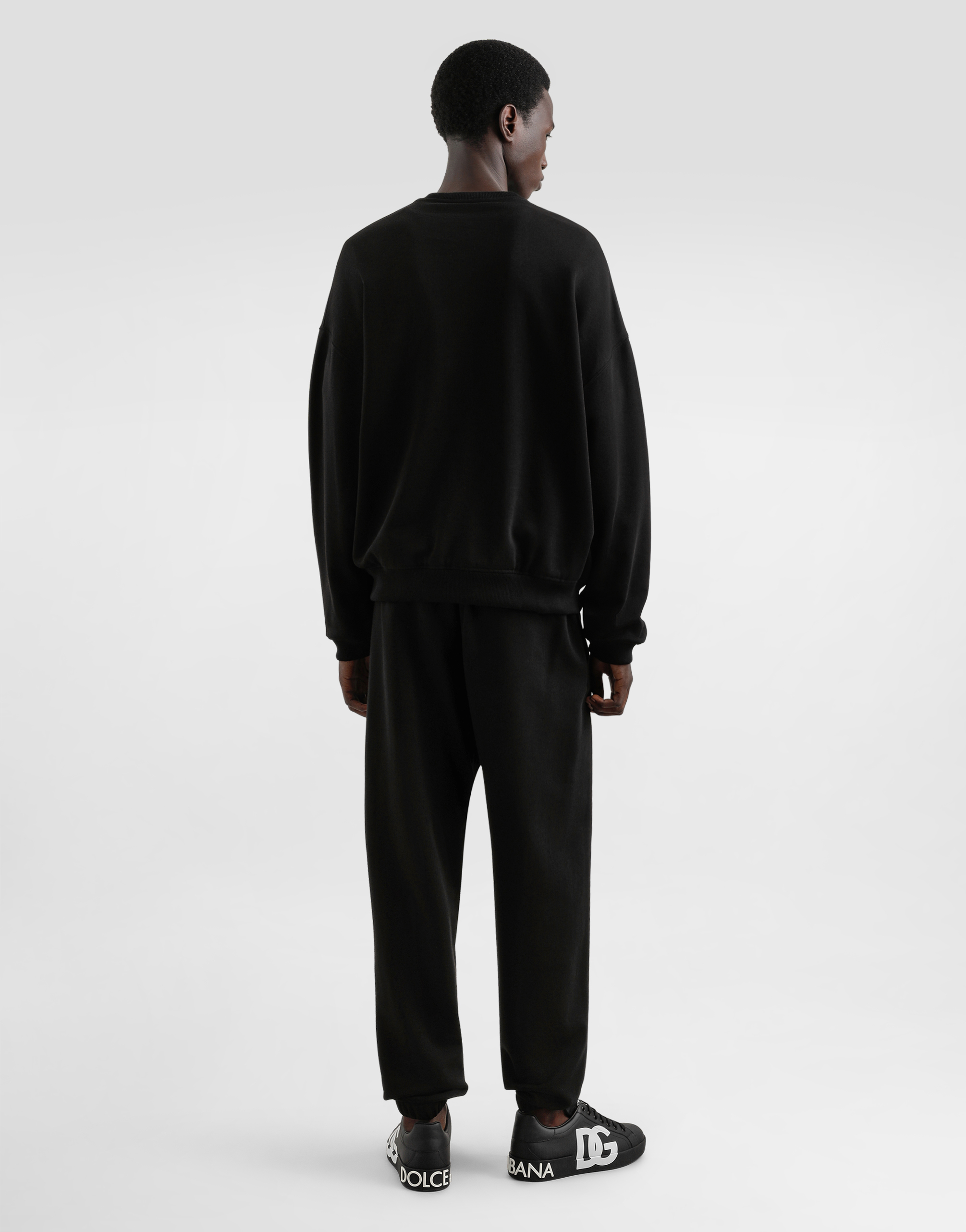 DOLCE & GABBANA STRETCH JERSEY JOGGING PANTS WITH EMBROIDERY